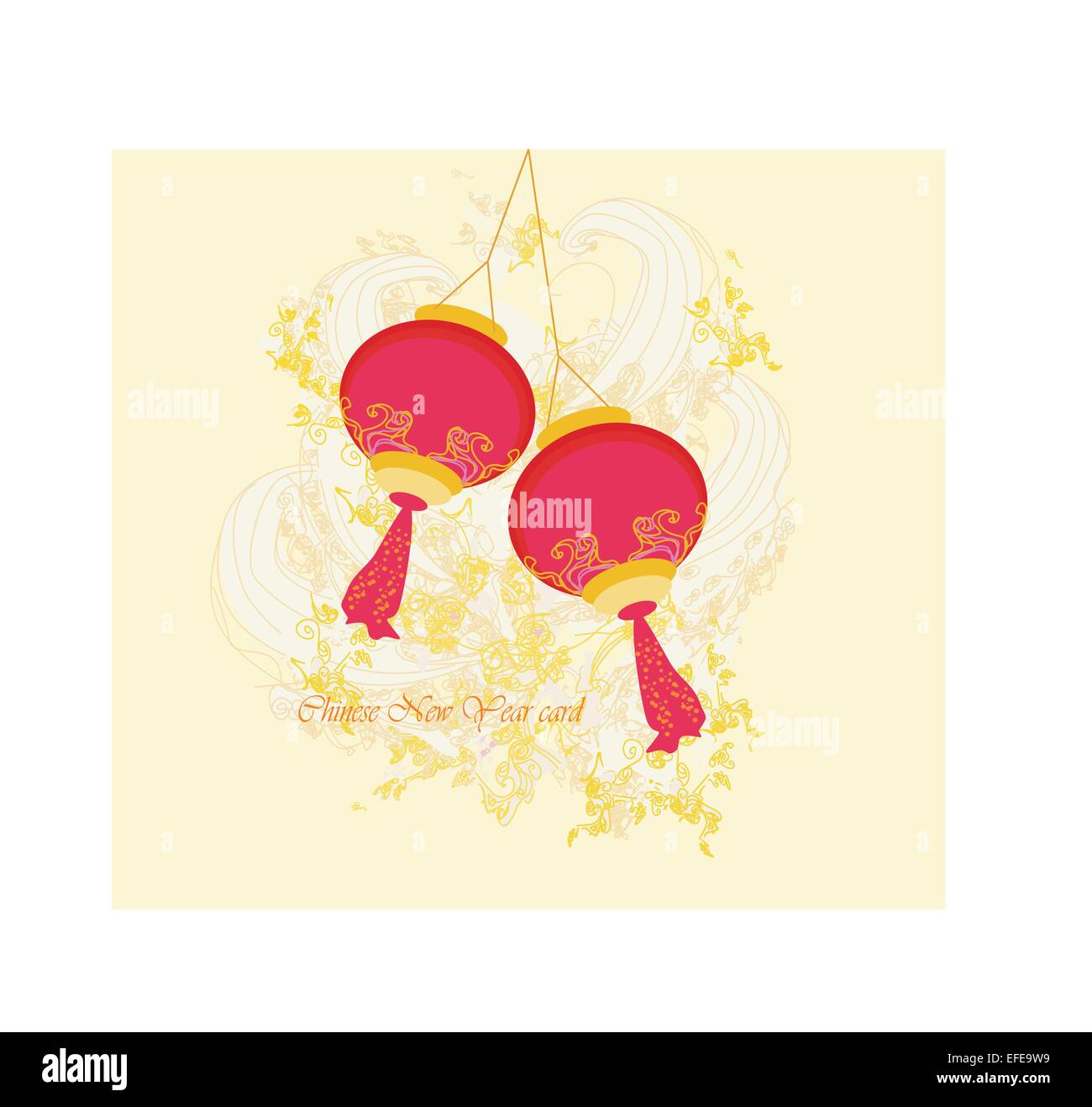 Chinese New Year with lanterns card, vector Stock Vector Image & Art ...