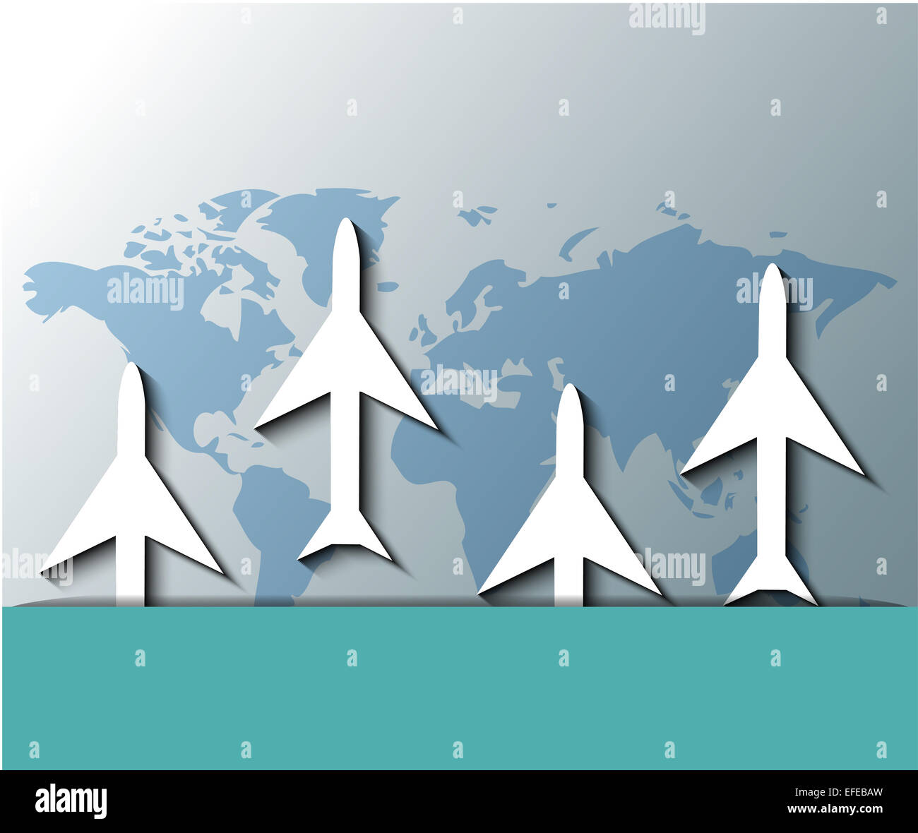 Illustration of planes flying over world map Stock Photo
