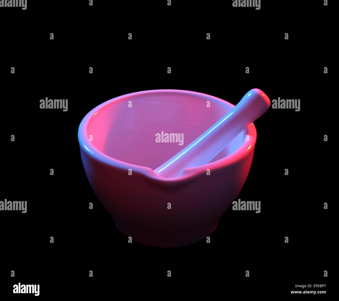 Background image of a mortar and pestle lit with colored gels Stock Photo