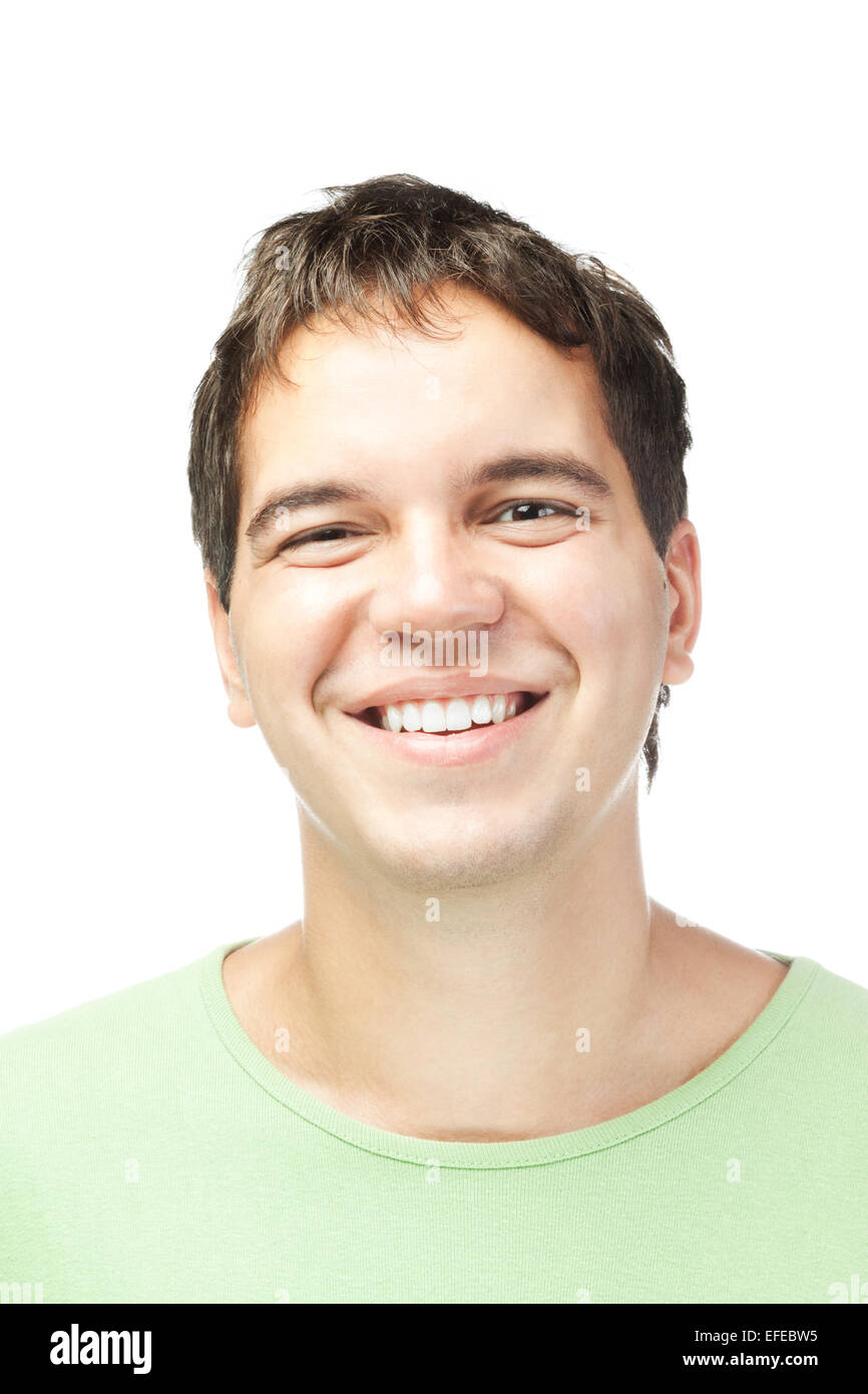 young smiling happy man isolated on white background Stock Photo - Alamy