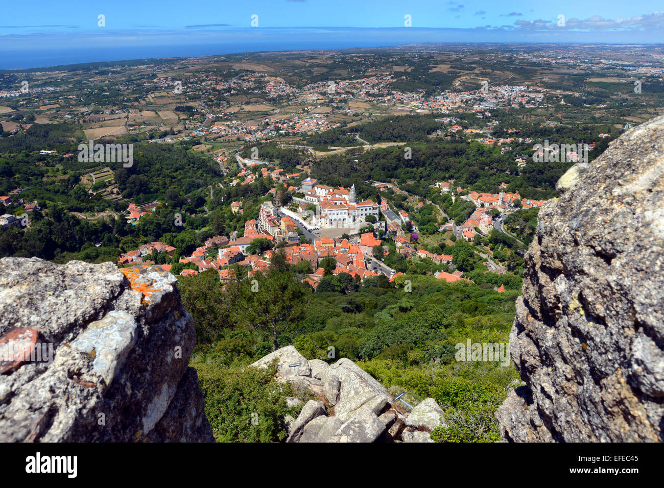 Sintra Moorish Castle, National Park and World Heritage Site, Central Portugal, near Lisbon. Stock Photo