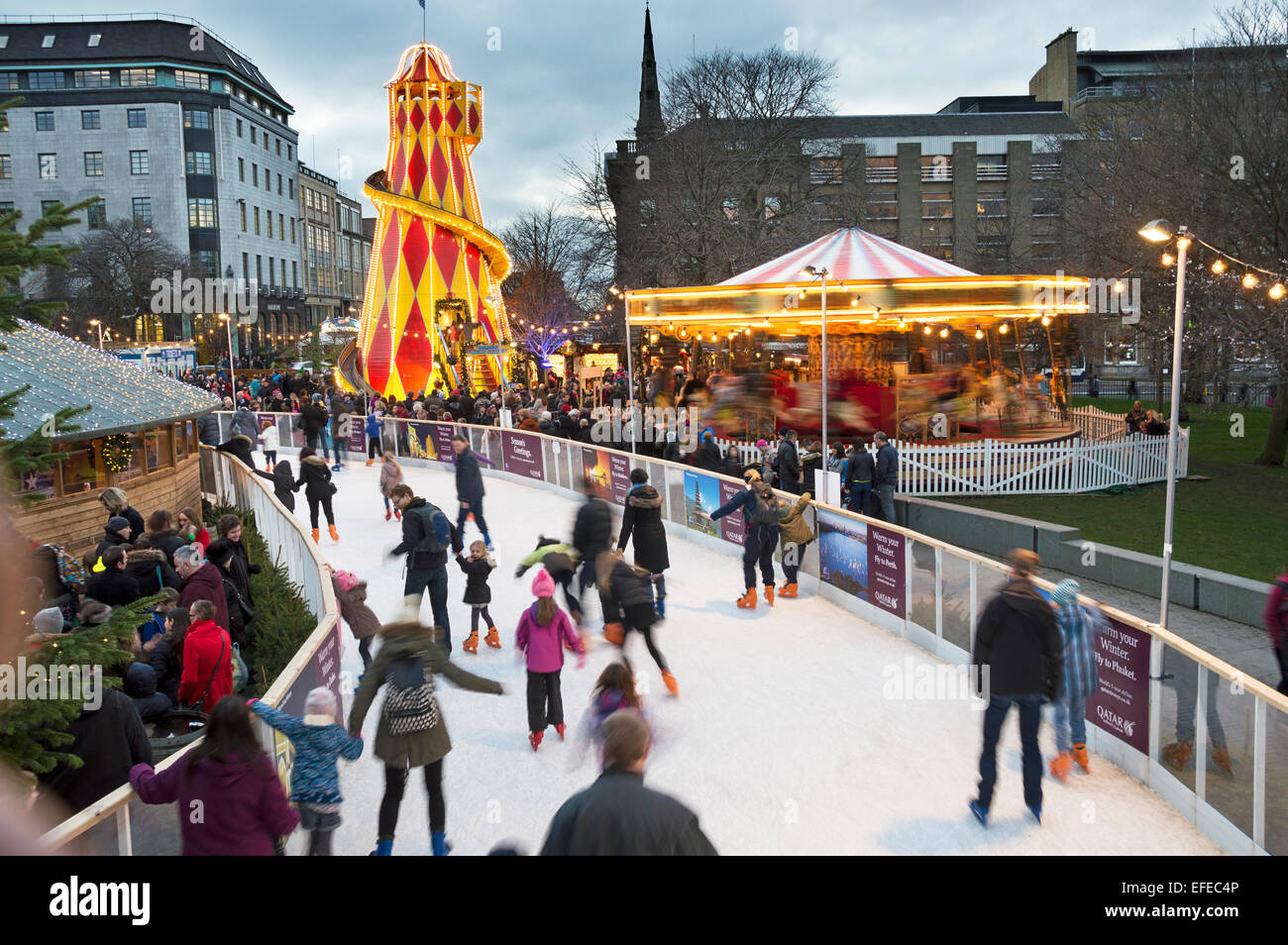 Princes street, Edinburgh, Christmas lights, crowds, Scotland, UK Stock Photo