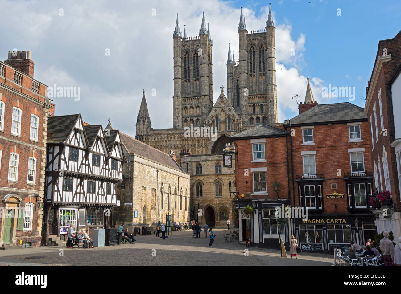 Lincoln; cathedral, city, Centre; Lincolnshire, UK Stock Photo