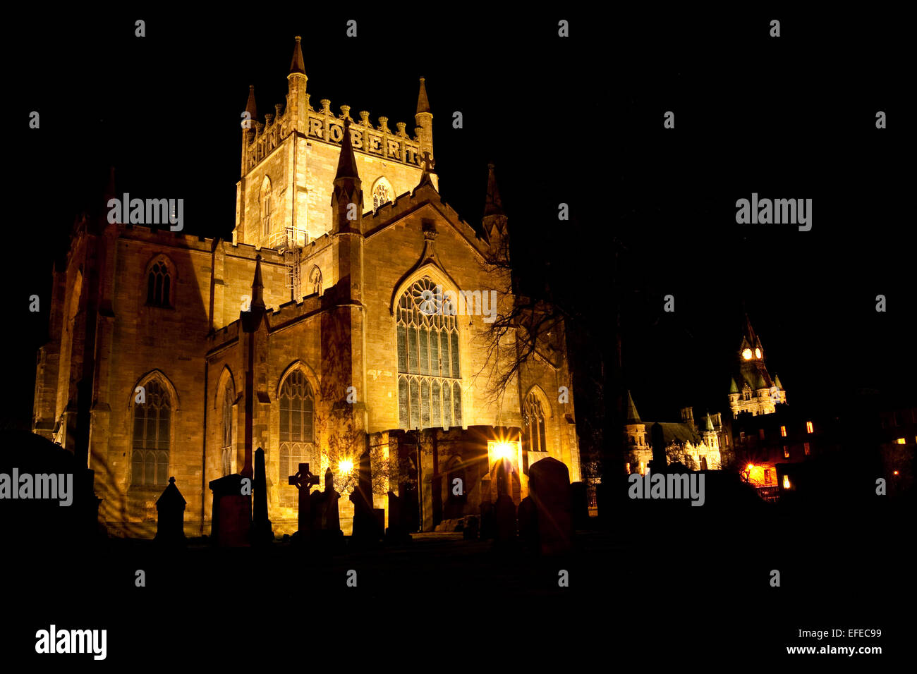 Dunfermline Abbey at NIght Stock Photo