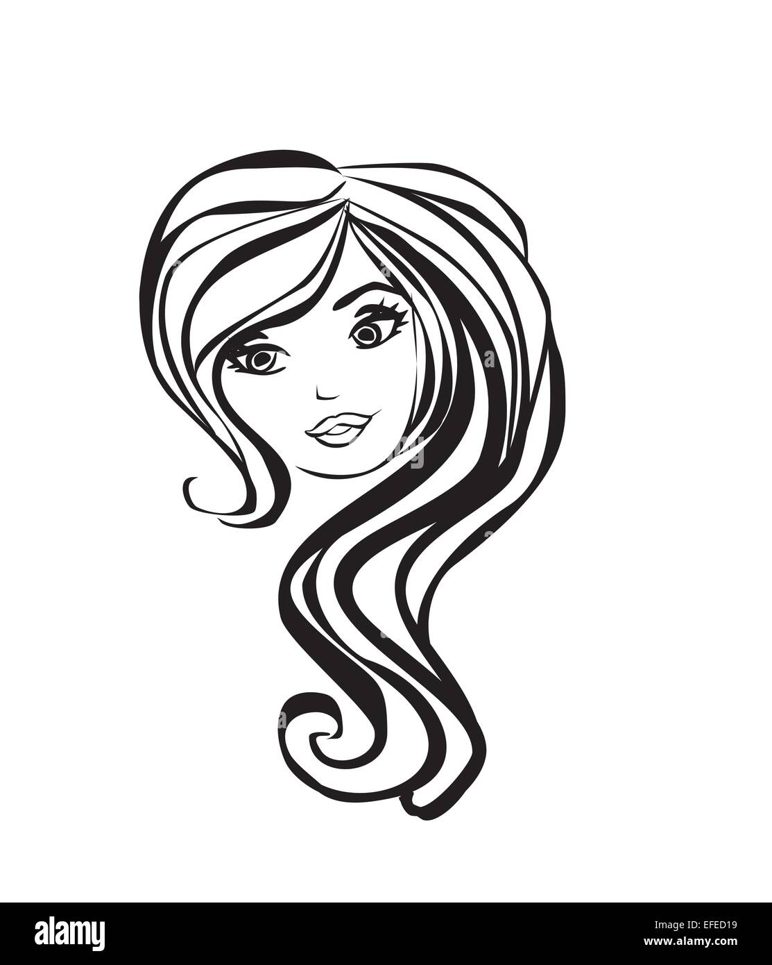 Abstract Beautiful Woman doodle Portrai Stock Vector Image &amp; Art - Alamy