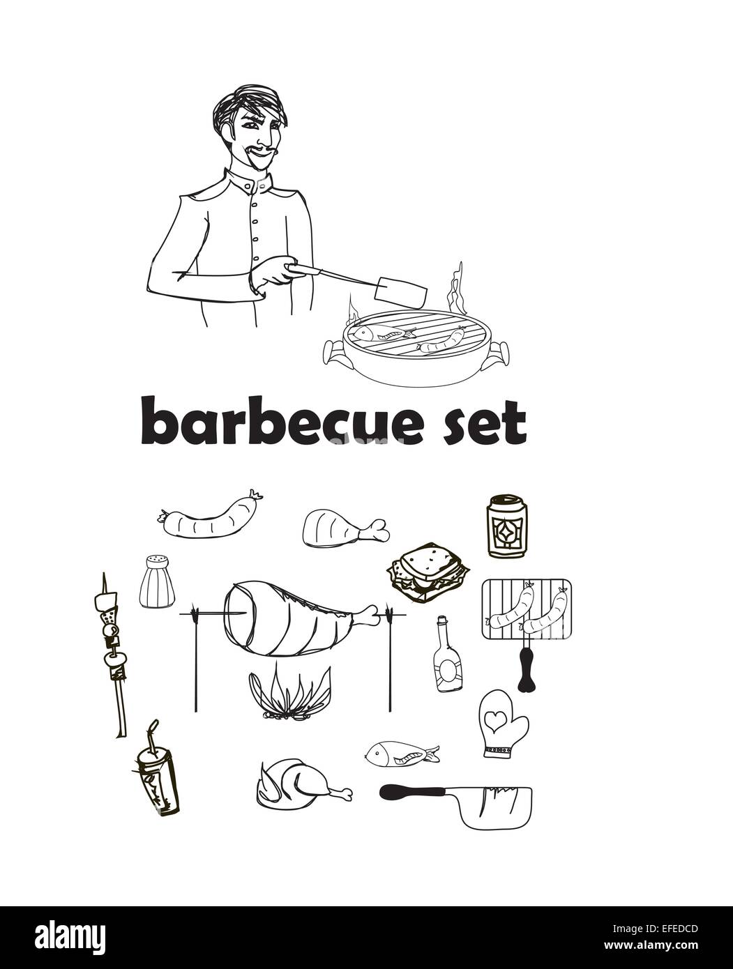 Barbecue icon vector doodle set Stock Vector Image & Art - Alamy