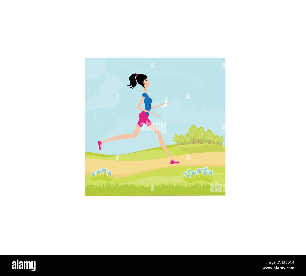 Jogging girl in summer at the park Stock Vector Image & Art - Alamy