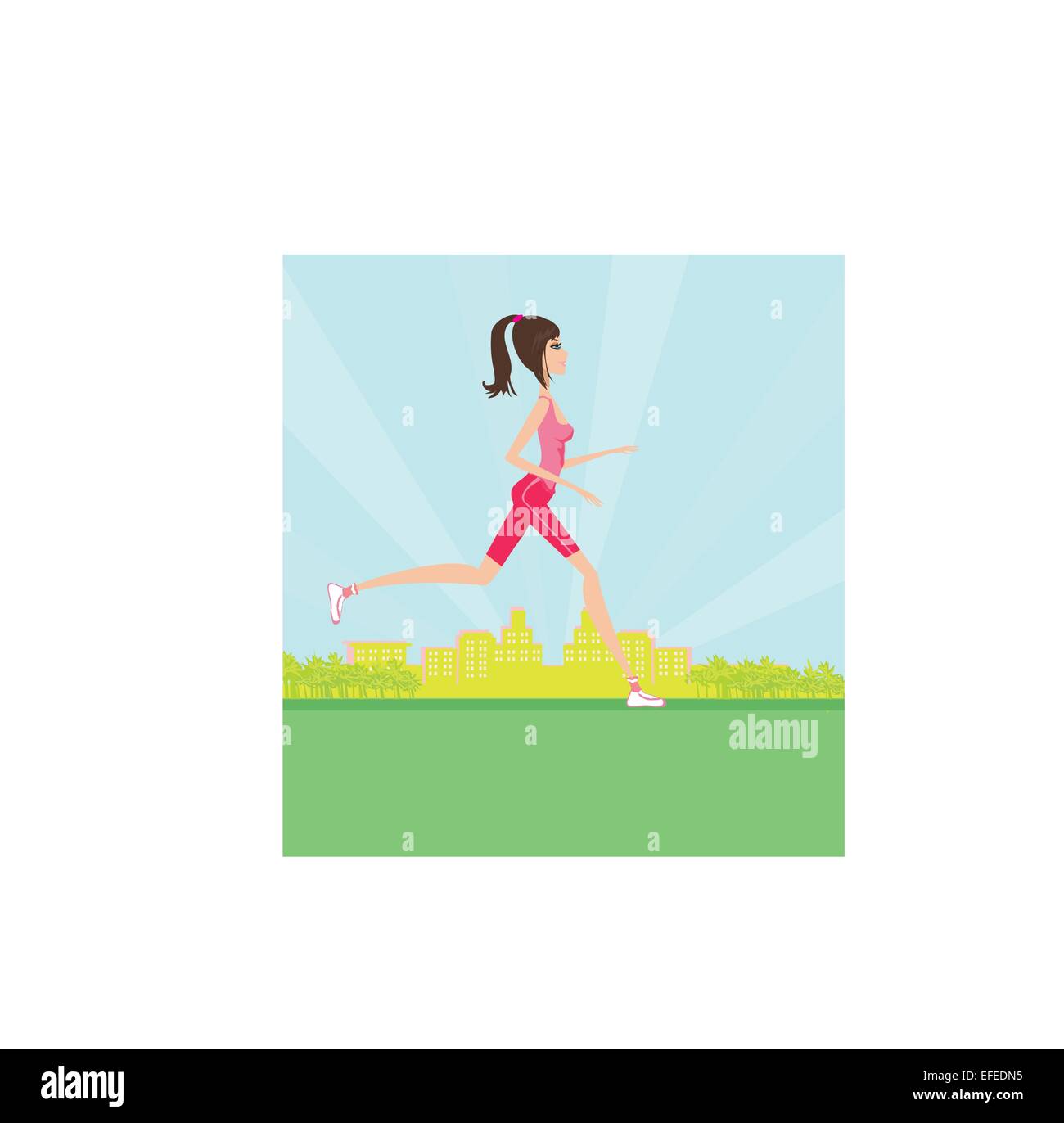 Jogging girl in summer at the park Stock Vector Image & Art - Alamy