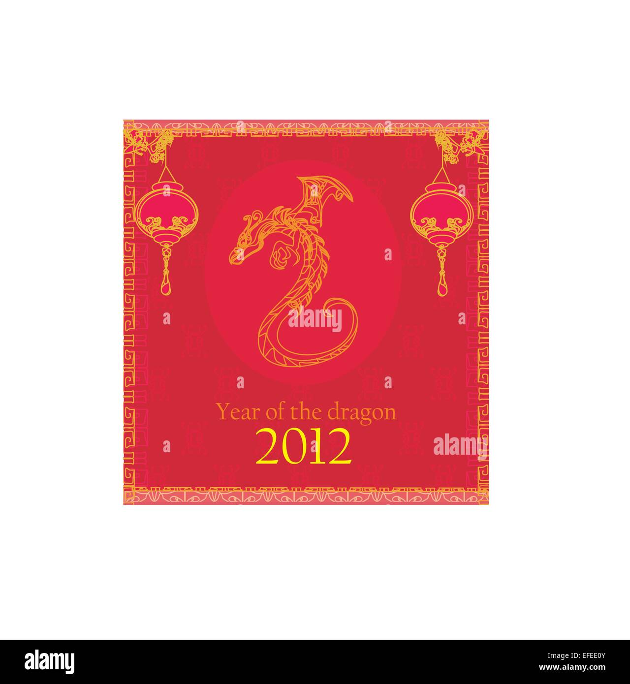 Vector card of year of the dragon and lanterns Stock Vector Image & Art ...