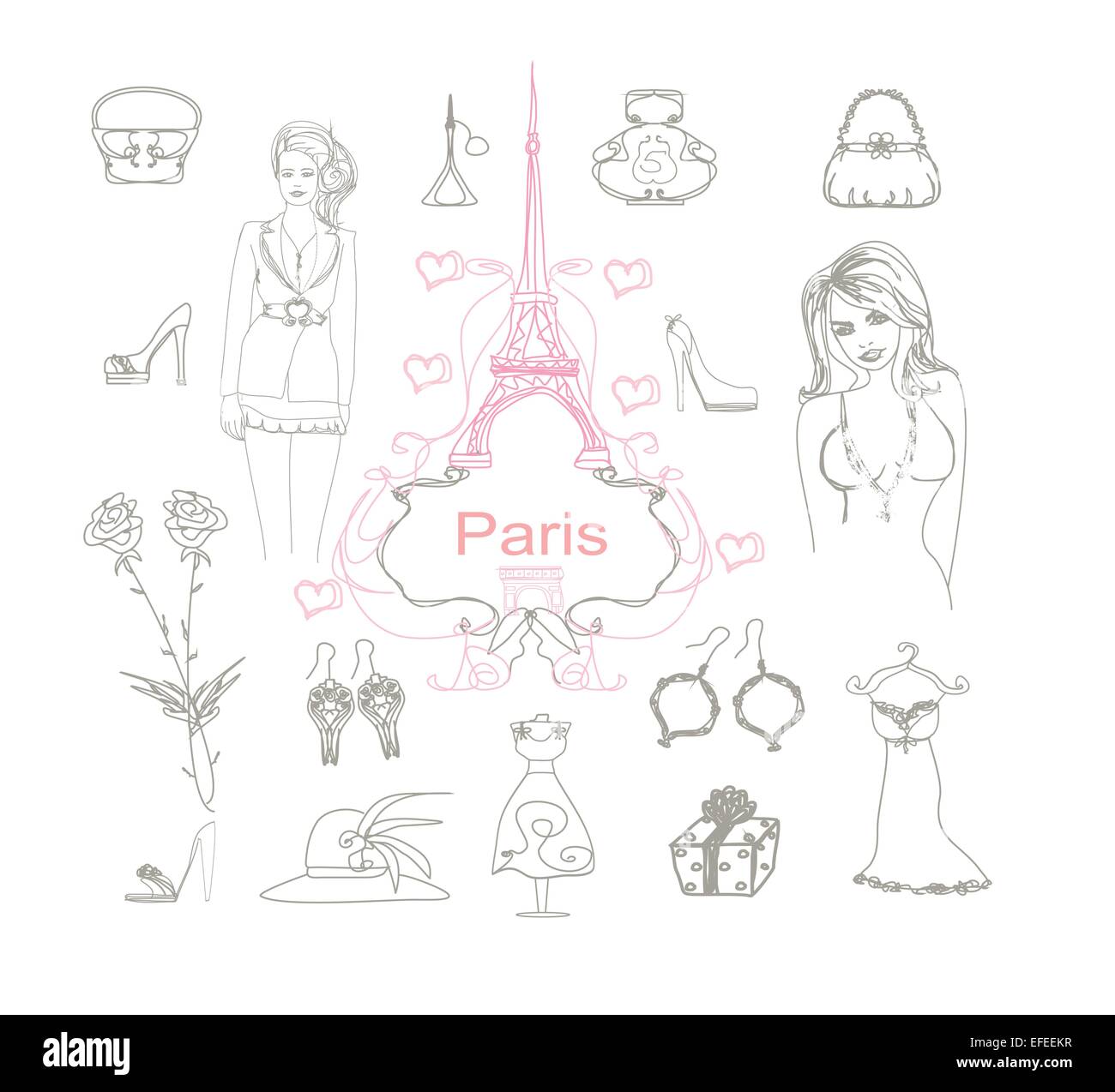 Paris fashion doodles set Stock Vector Image & Art Alamy