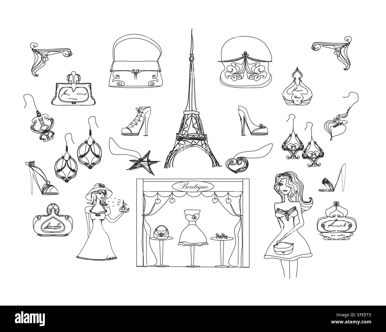 Paris fashion doodles set Stock Vector Image & Art Alamy
