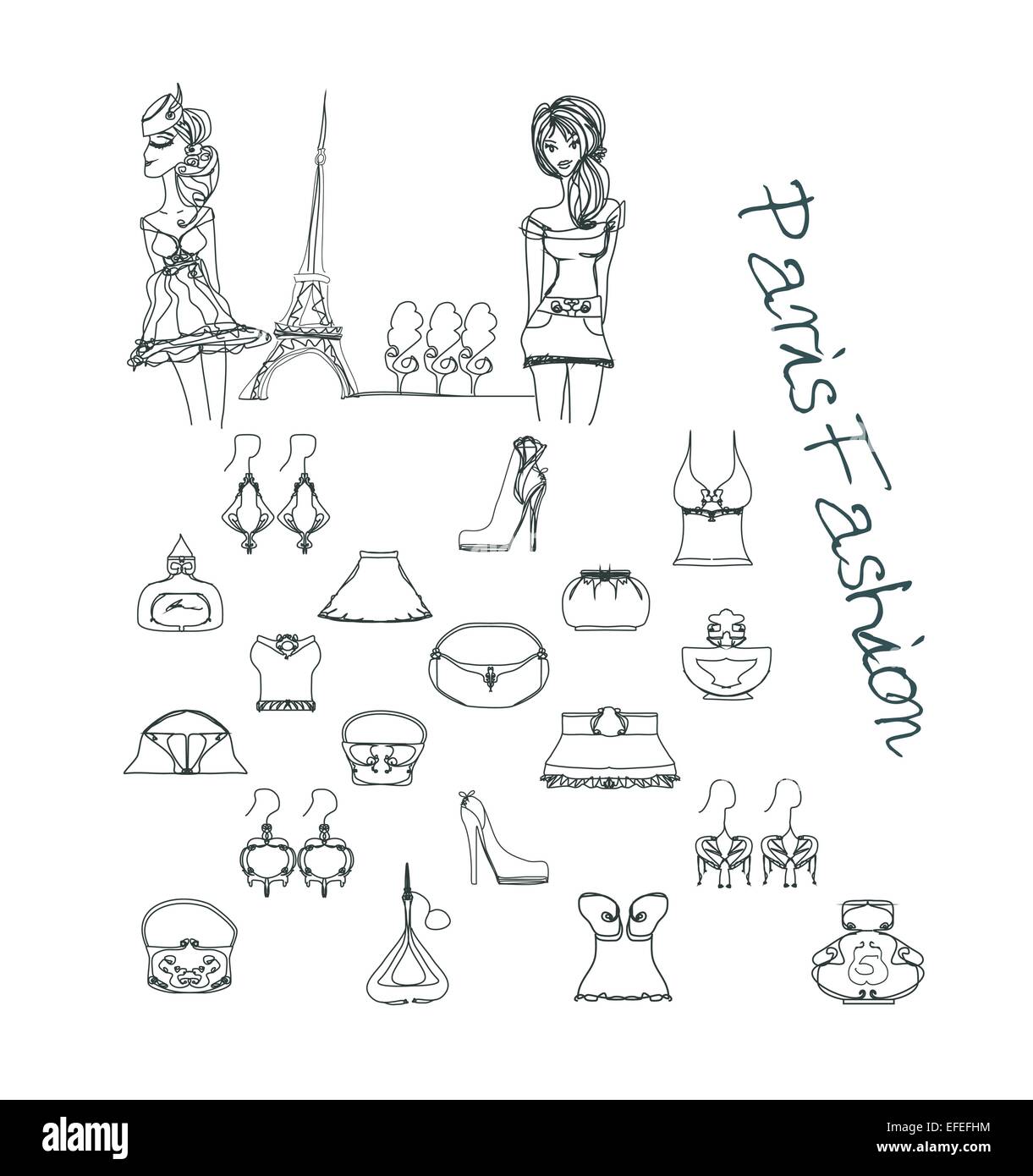 Paris fashion doodles set Stock Vector Image & Art Alamy