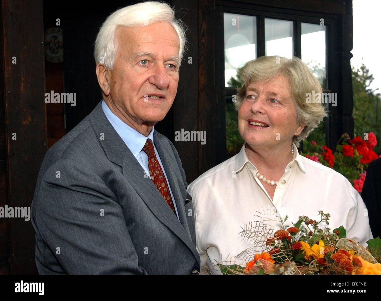 FILE - A file picture dated 10 October 2003 shows the late former German President Richard von Weizsaecker and his wife Marianne celebrating their golden wedding anniversary in Wackersberg, Germany. Von Weizsaecker died on 30 January 2015 at the age of 94. Photo: Frank Maechler/dpa Stock Photo