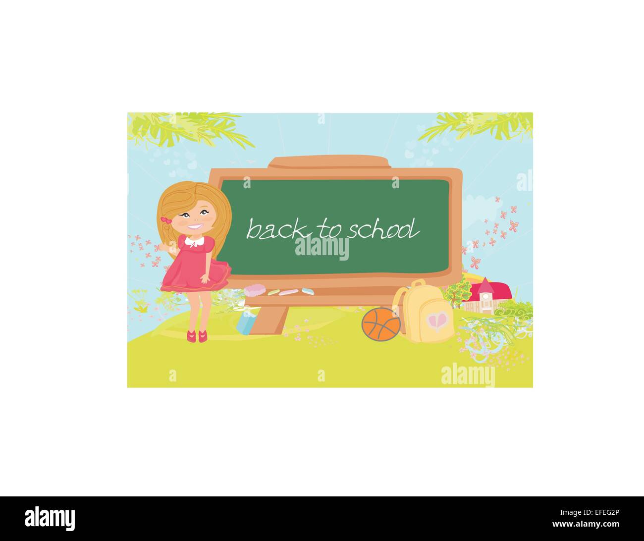 illustration of back to school girl Stock Vector Image & Art - Alamy