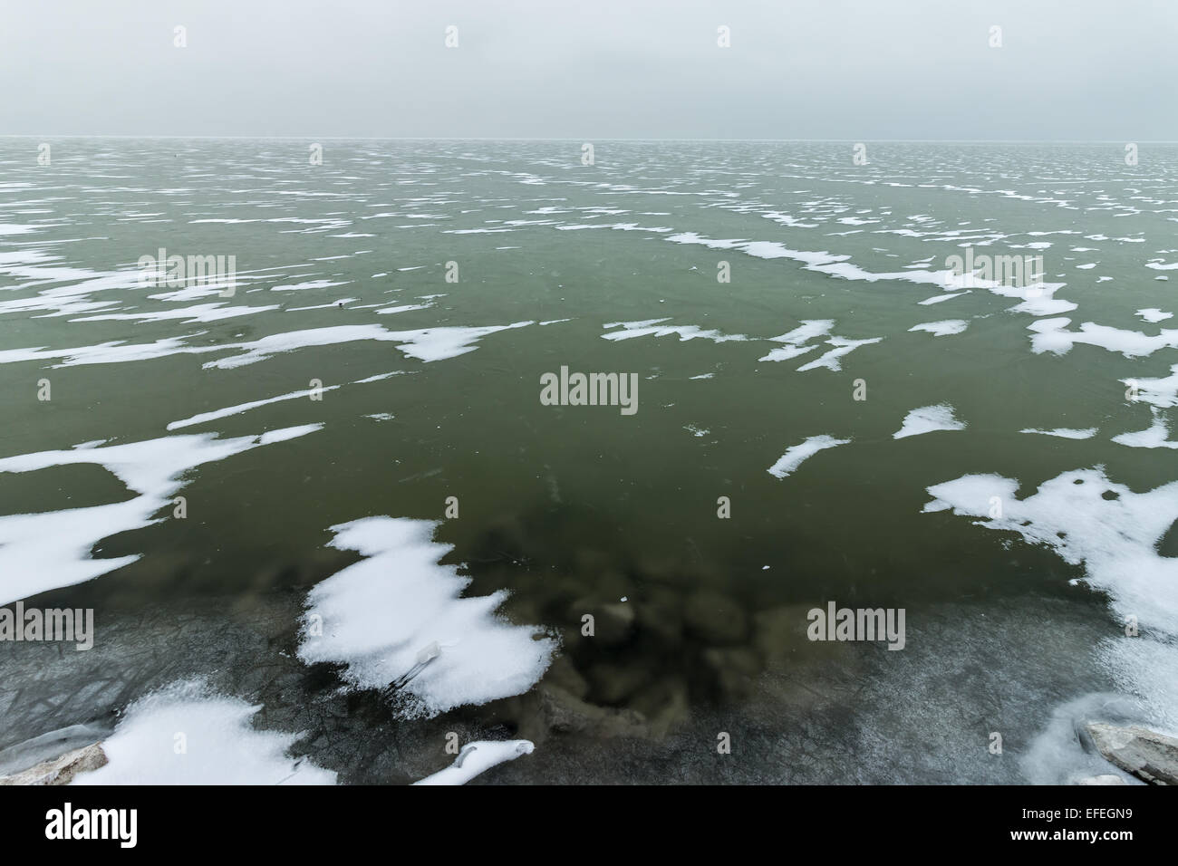 Landscape in winter from a froze lake Stock Photo