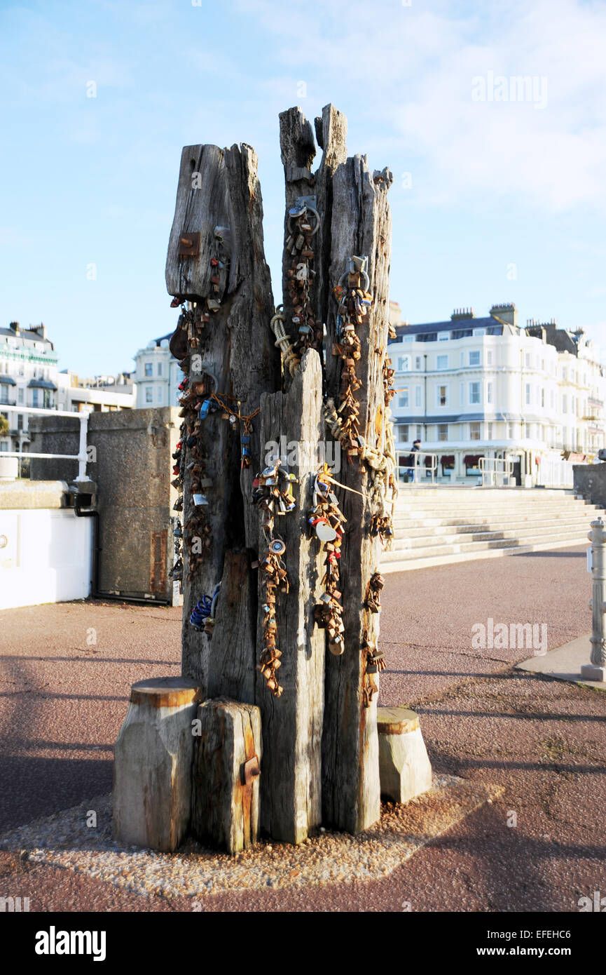 Hastings East Sussex UK My Heart Belongs to Hastings sculpture on the