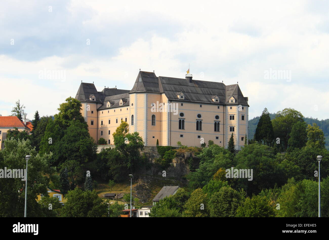 Landscape view of Greinburg Castle. Grein, Austria Stock Photo
