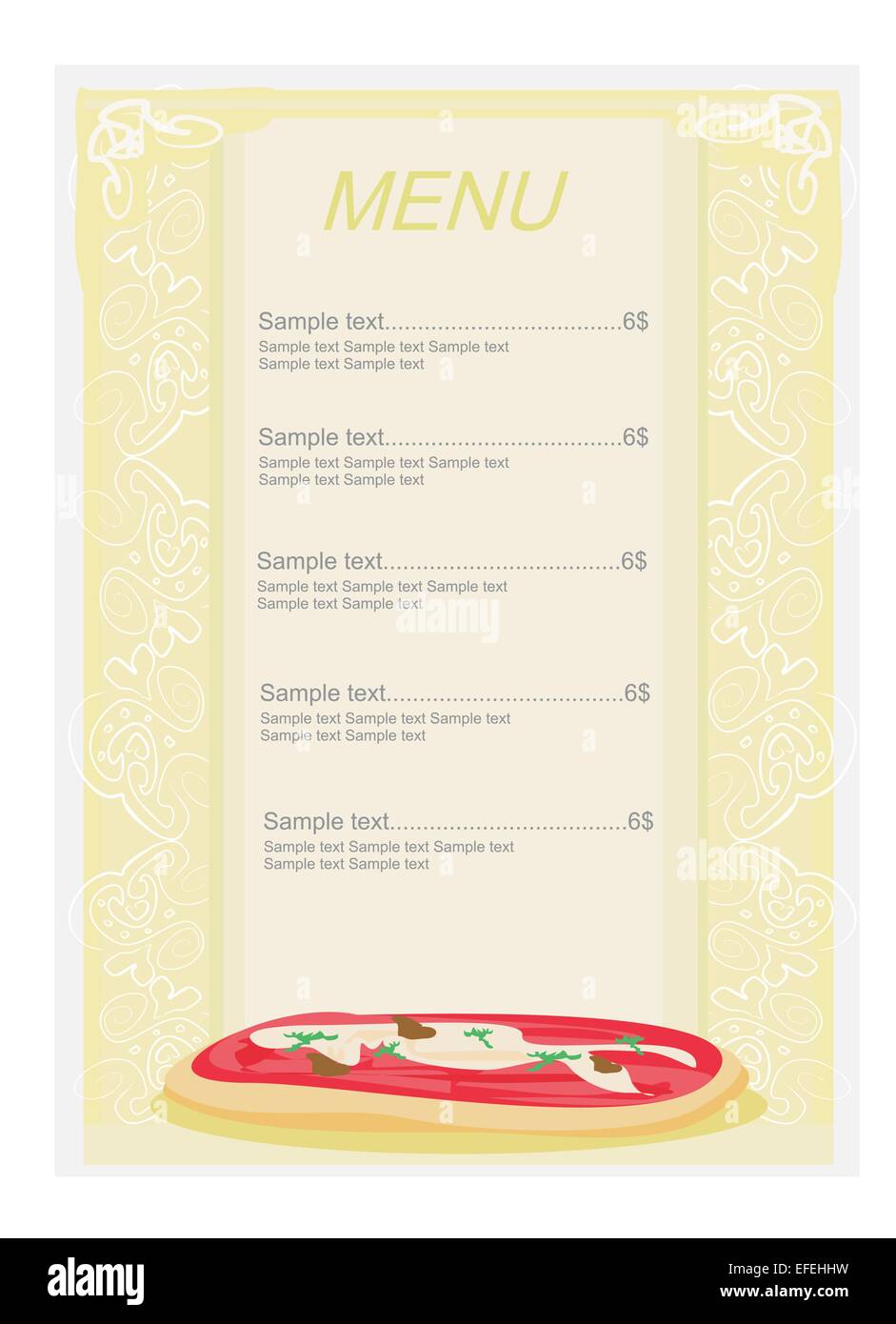 Pizza Menu Template Card Stock Vector Image Art Alamy