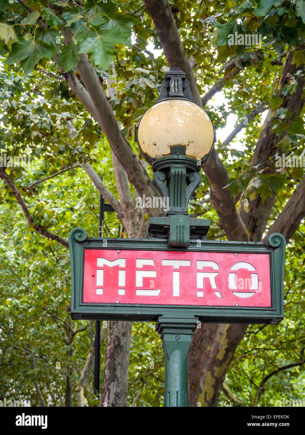 Retro sign of Parisian Metro Stock Photo
