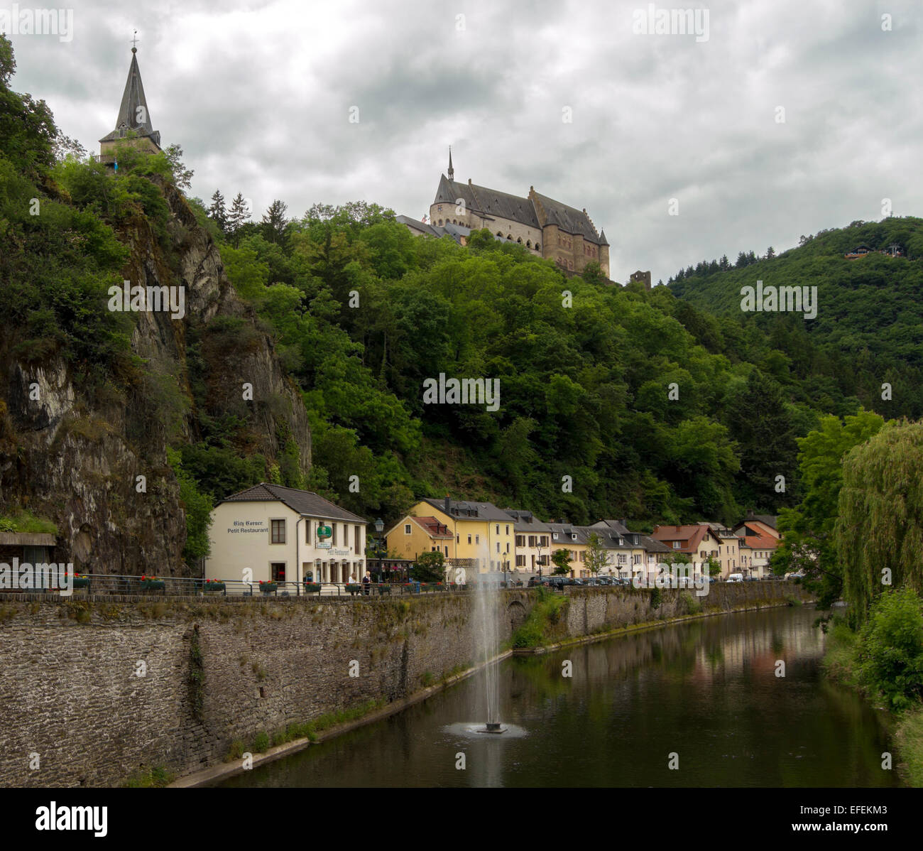Vianden (Luxembourgish: Veianen) is a commune with city status in the Oesling, north-eastern Luxembourg. Stock Photo