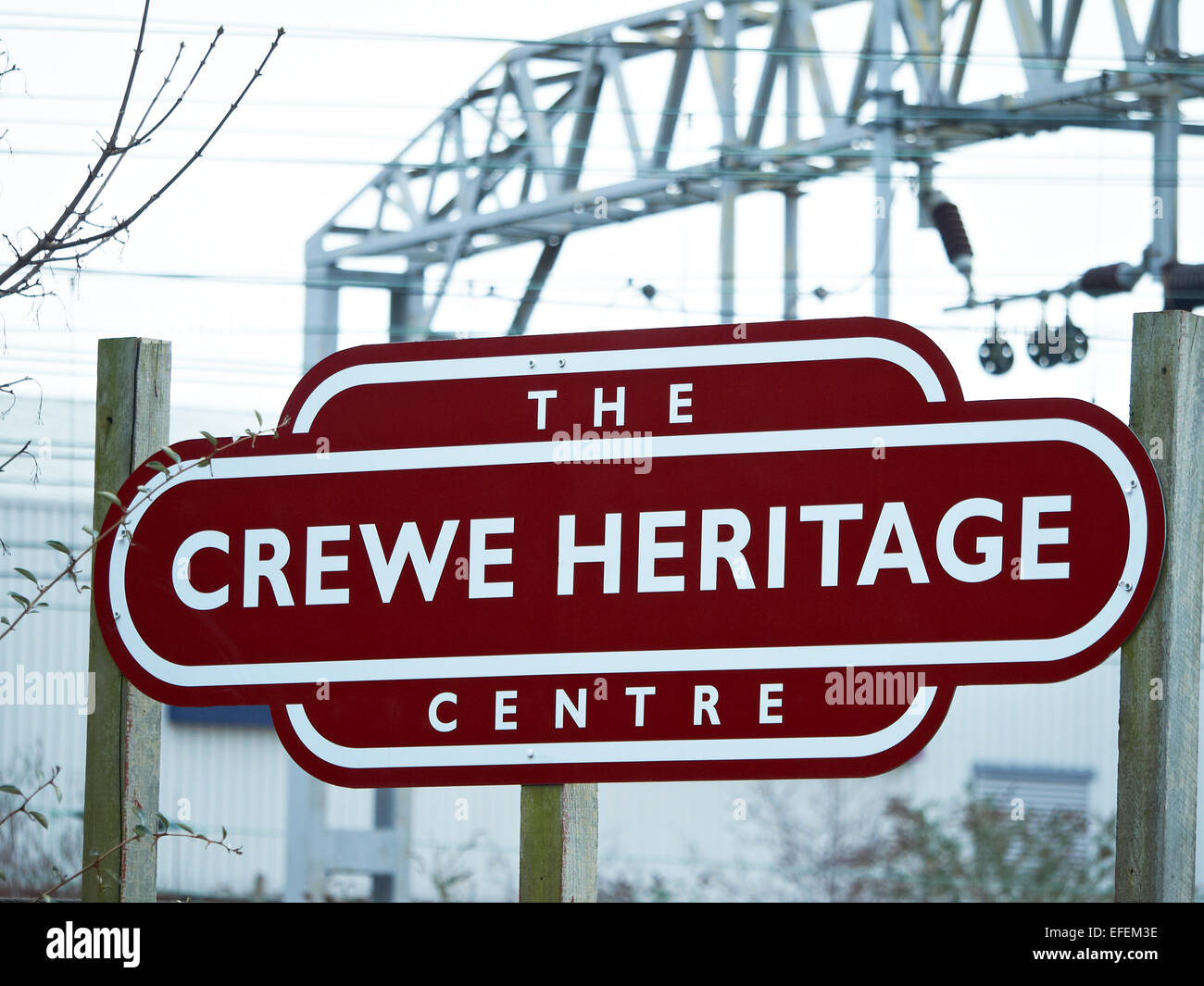 The Crewe Heritage Centre sign near Crewe railway station Cheshire UK Stock Photo
