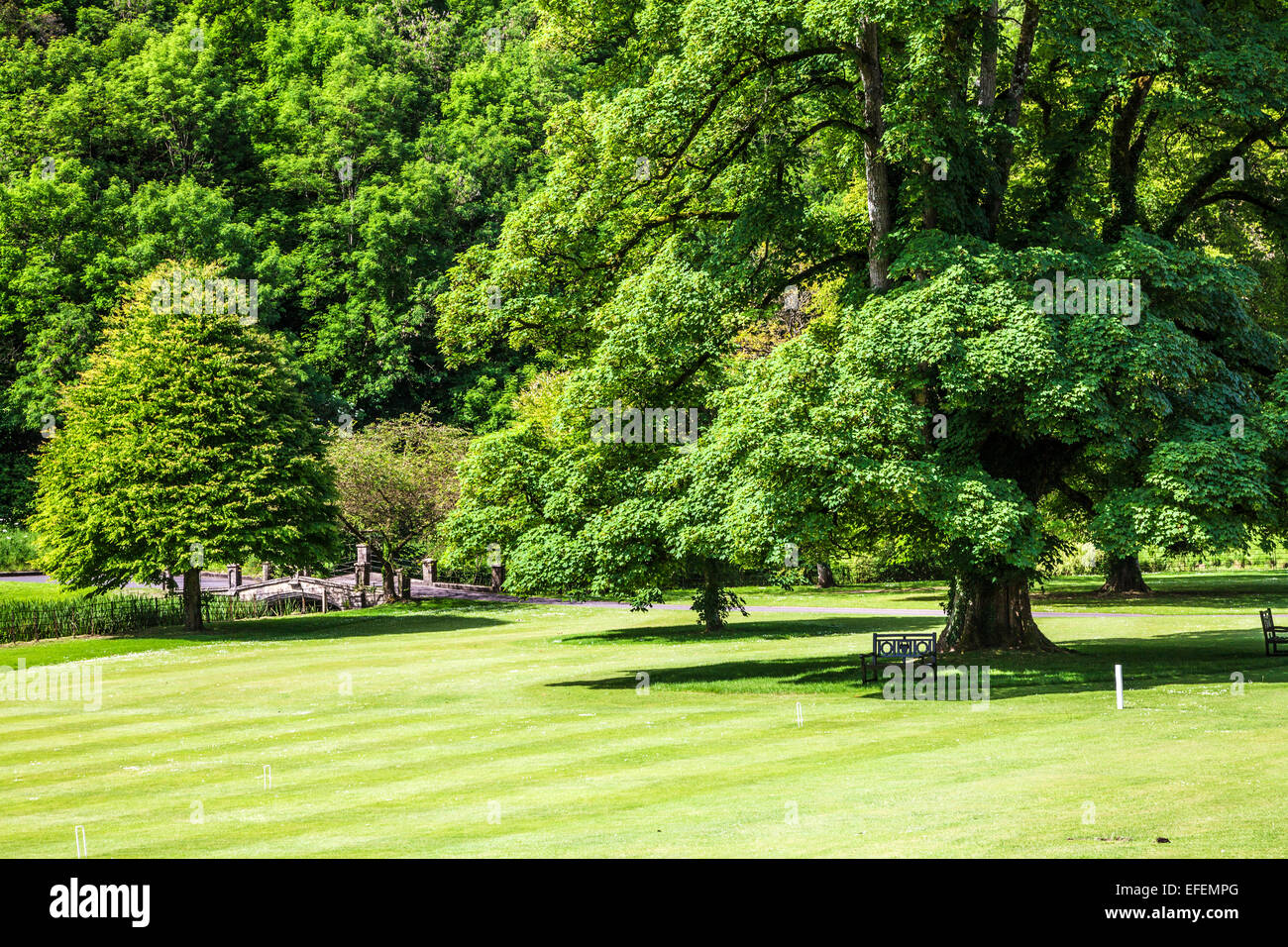 The grounds of the Manor House Hotel in the Cotswold village of Castle Combe in Wiltshire. Stock Photo