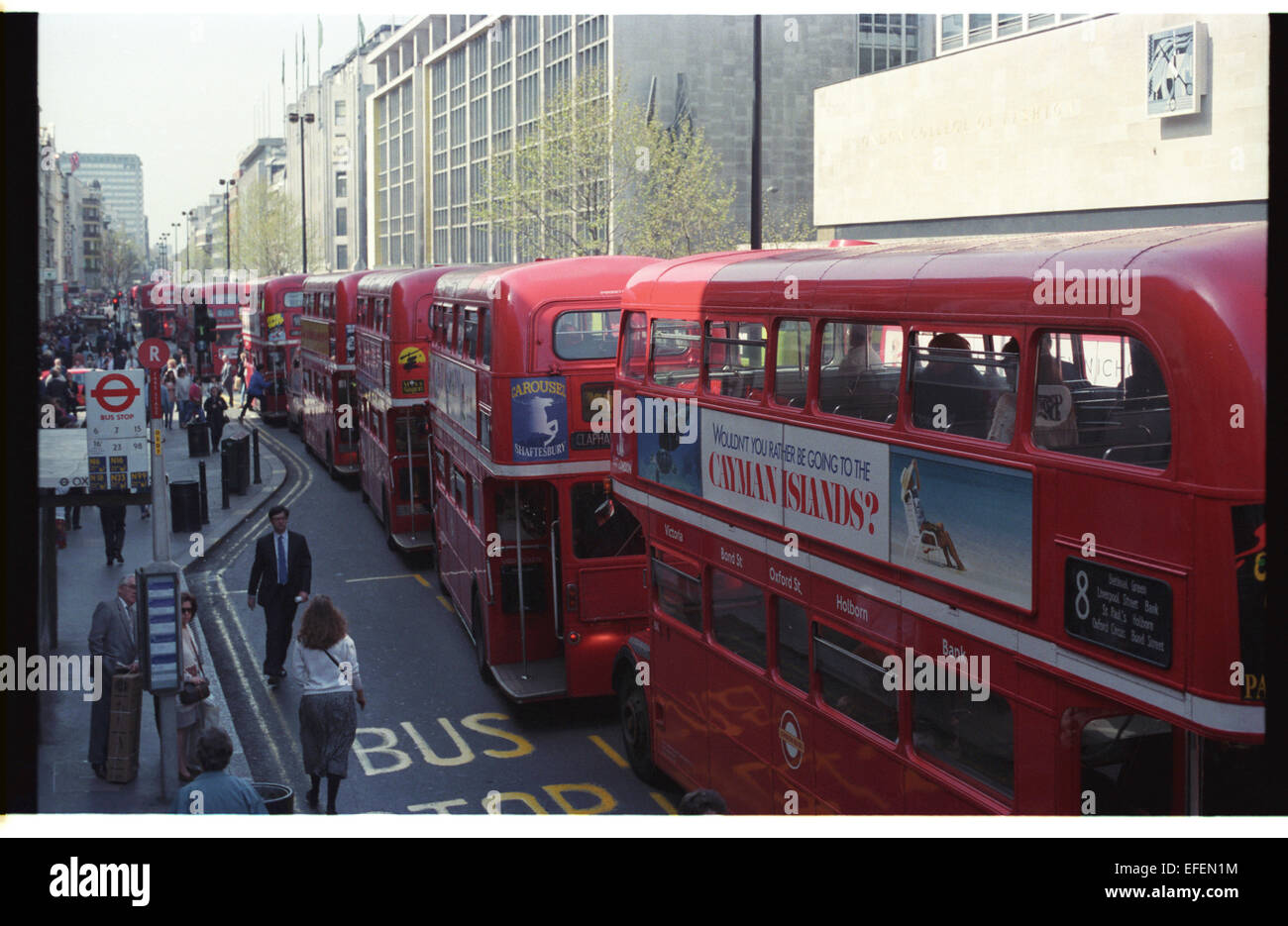 Bus traffic Jam in London oxford street jammed with Routemaster Buses London Stock Photo Alamy