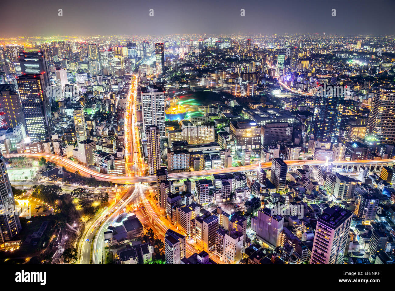 Tokyo, Japan cityscape and highways. Stock Photo
