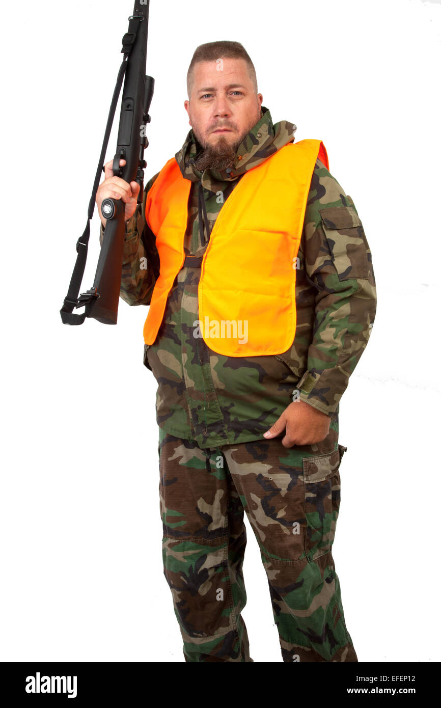 A hunter isolated on a white background. Stock Photo