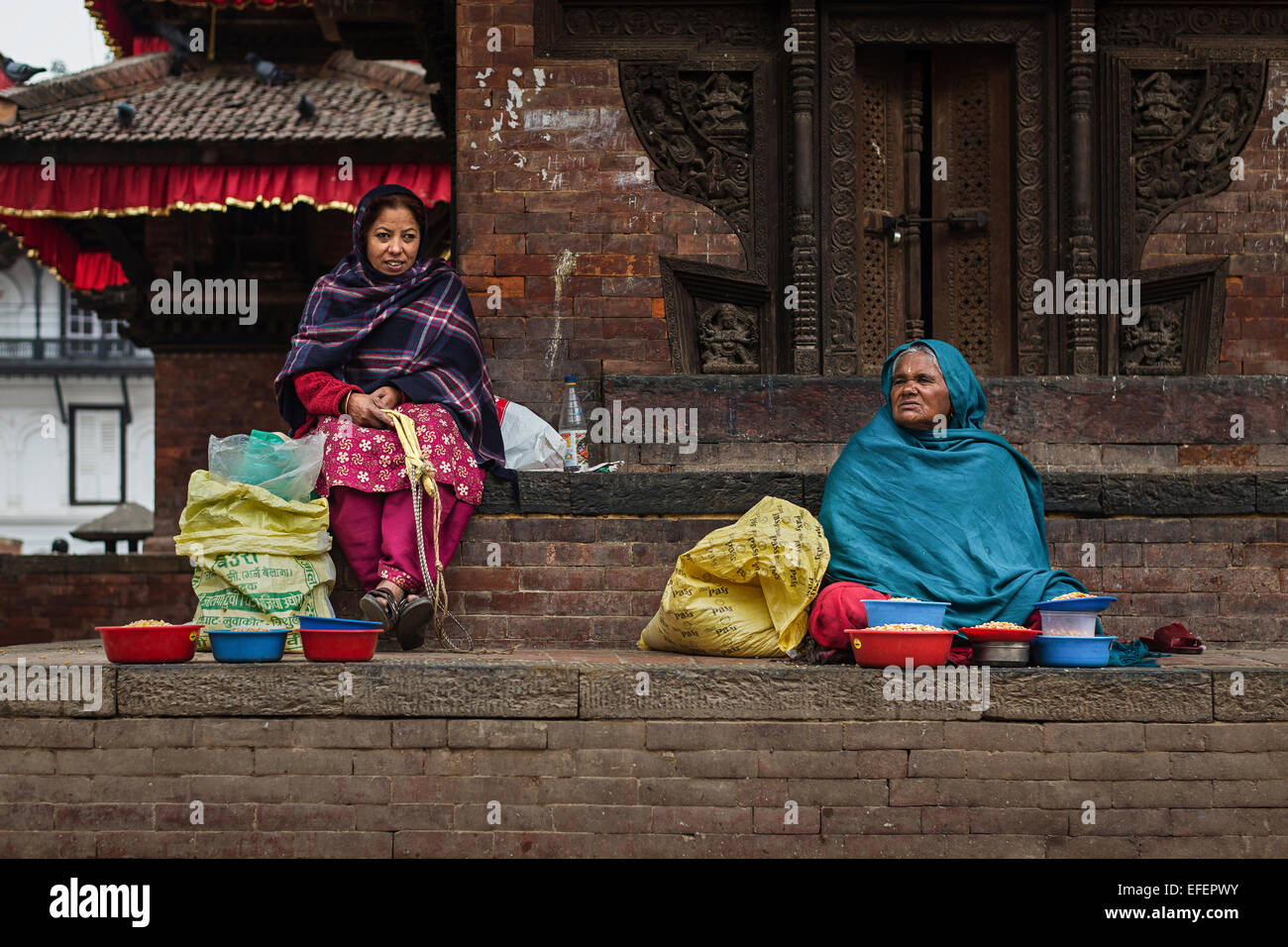 Women in Kathmandu Durbar square, Nepal Stock Photo
