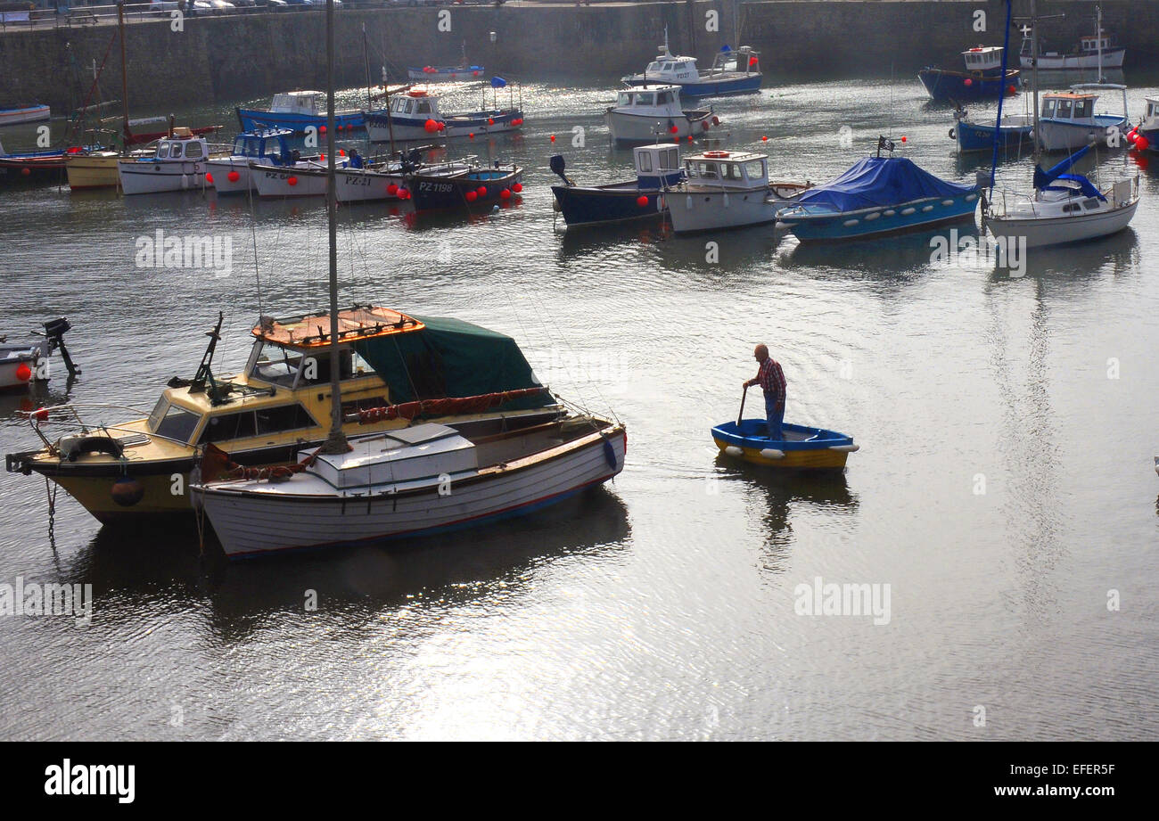 Porthleven harbour , Cornwall. Stock Photo