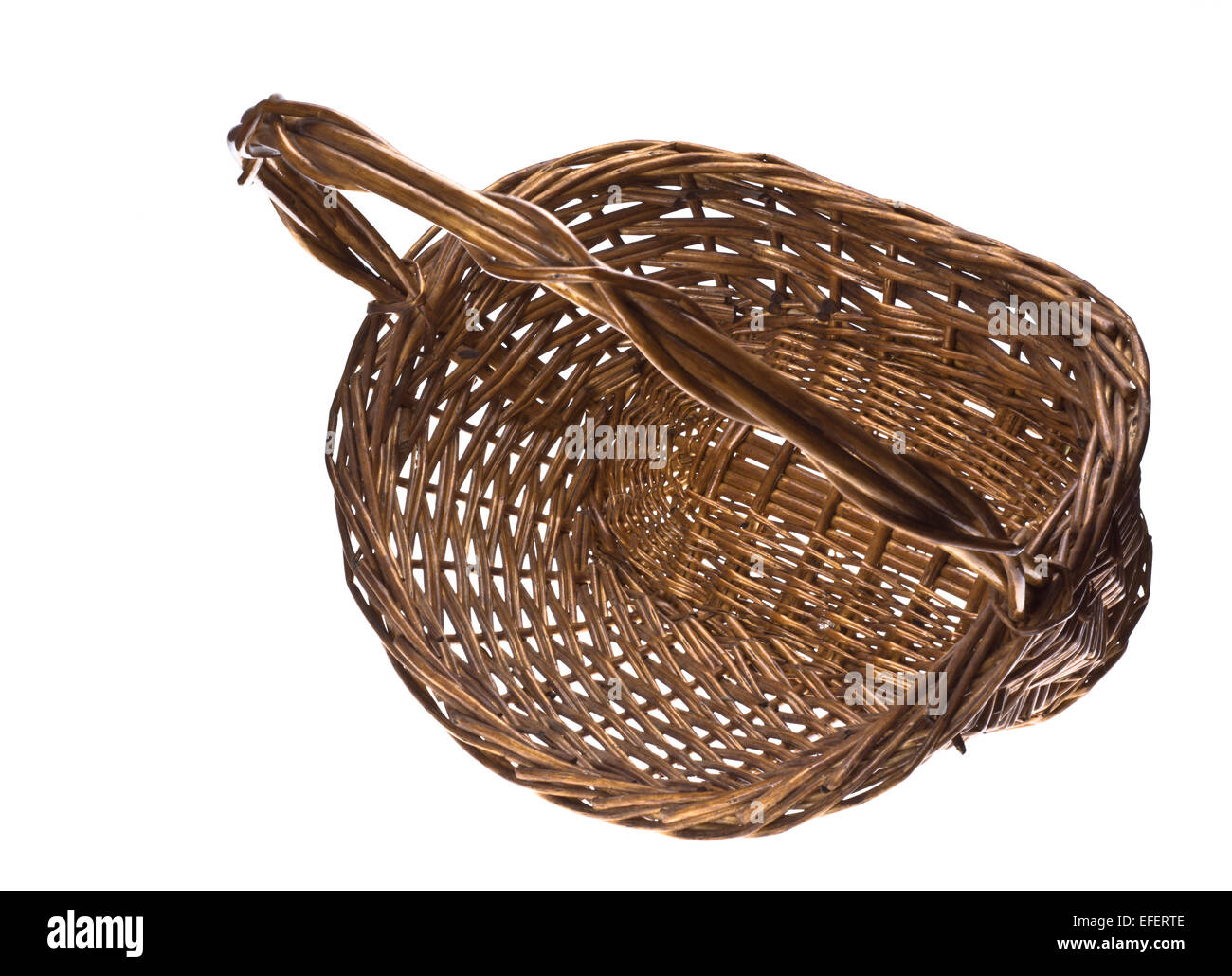 Empty wicker basket isolated on white background Stock Photo - Alamy