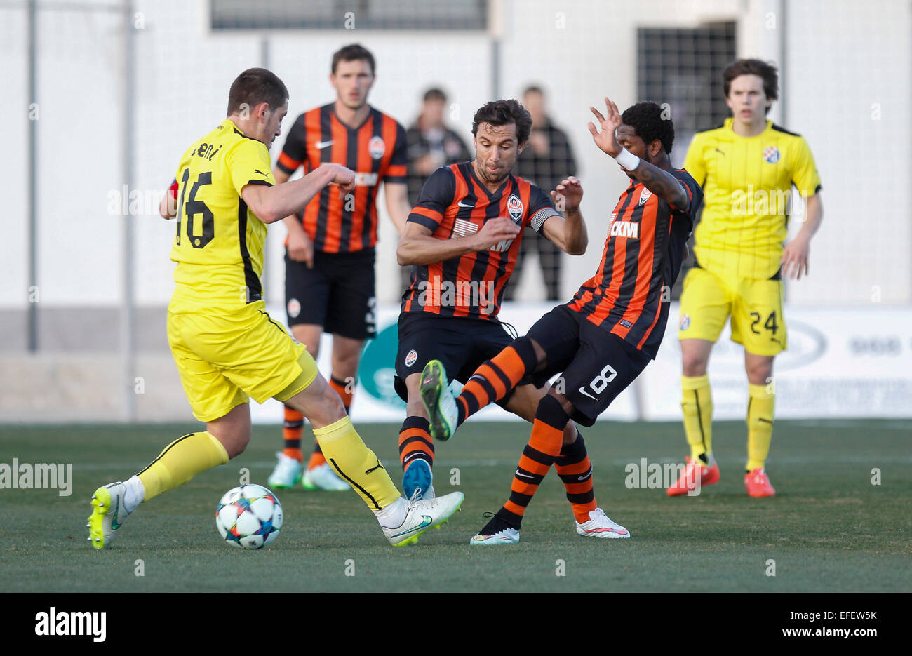 San Pedro del Pinatar, Spain. 02nd February, 2015. Friendly football match between FC Shakhtar Donetsk vs GNK Dinamo Zagreb in the Pinatar Arena Sport Center Credit:  ABEL F. ROS/Alamy Live News Stock Photo