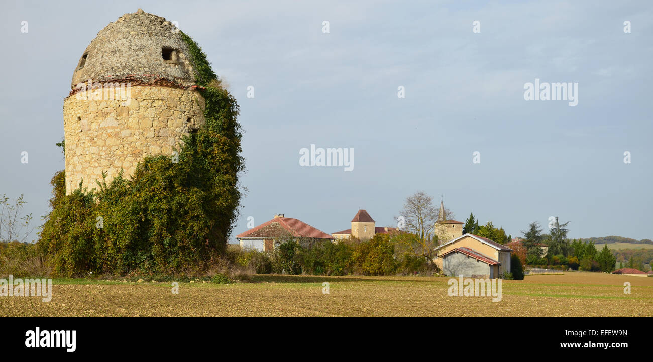 Panoramic view of the traditional French village in Gascony Stock Photo