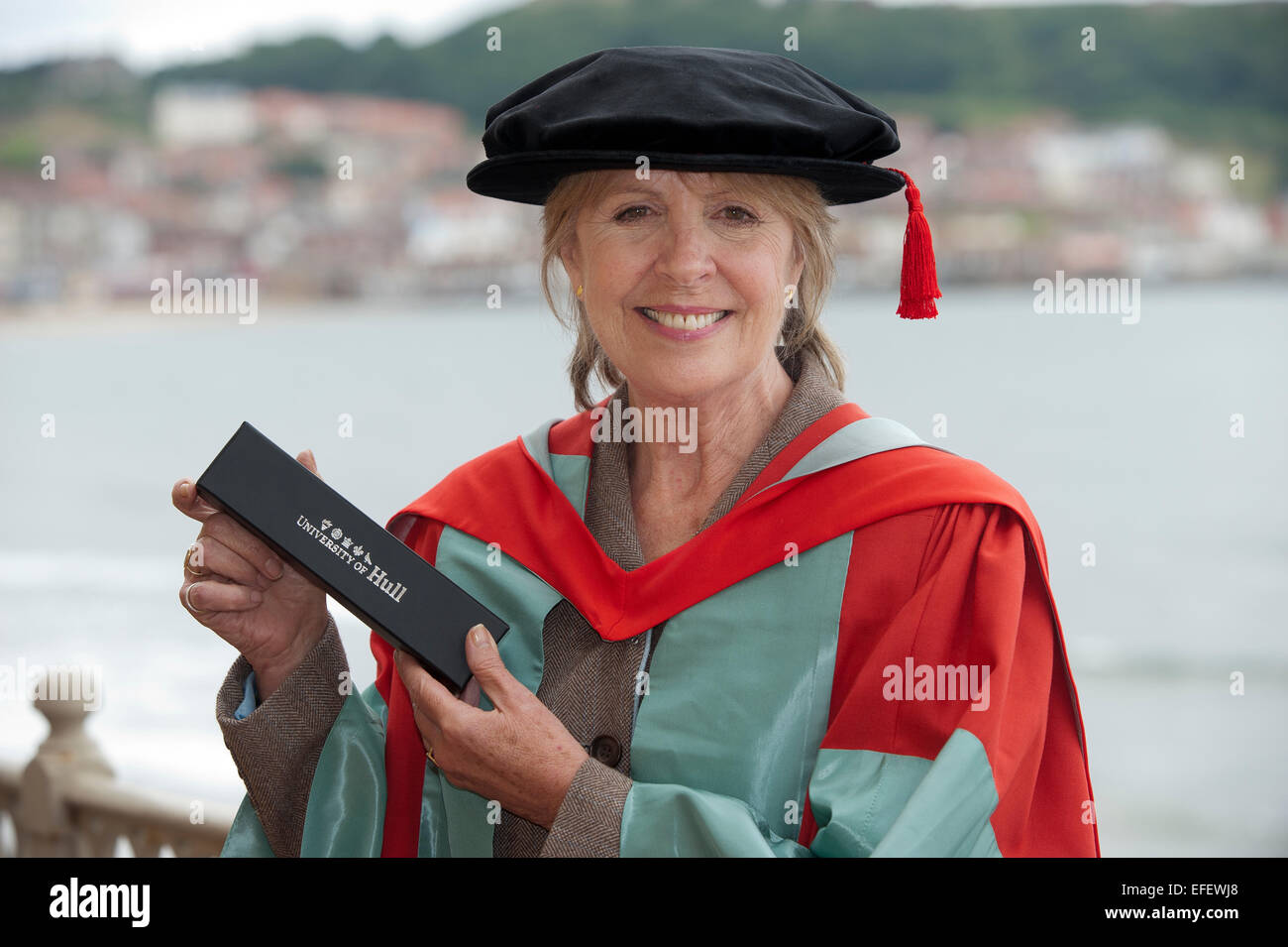 British  actress Penelope Wilton pictured in her hometown of Scarborough, North Yorkshire, in 2012, when she received a degree. Stock Photo