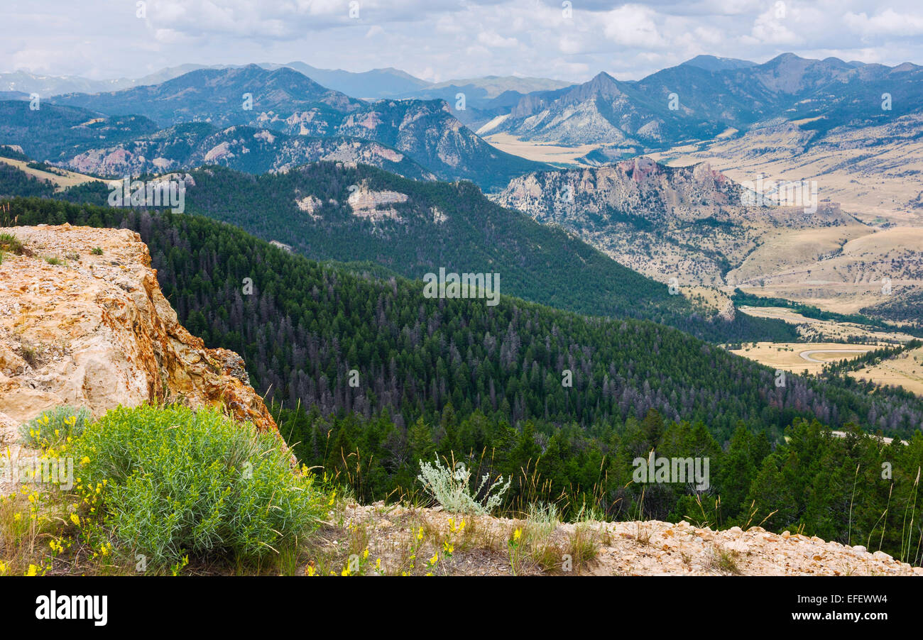 Rugged undulating landscape of the Beartooth mountains as shot from the Bear Tooth Pass Mountain Highway, Montana, USA. Stock Photo