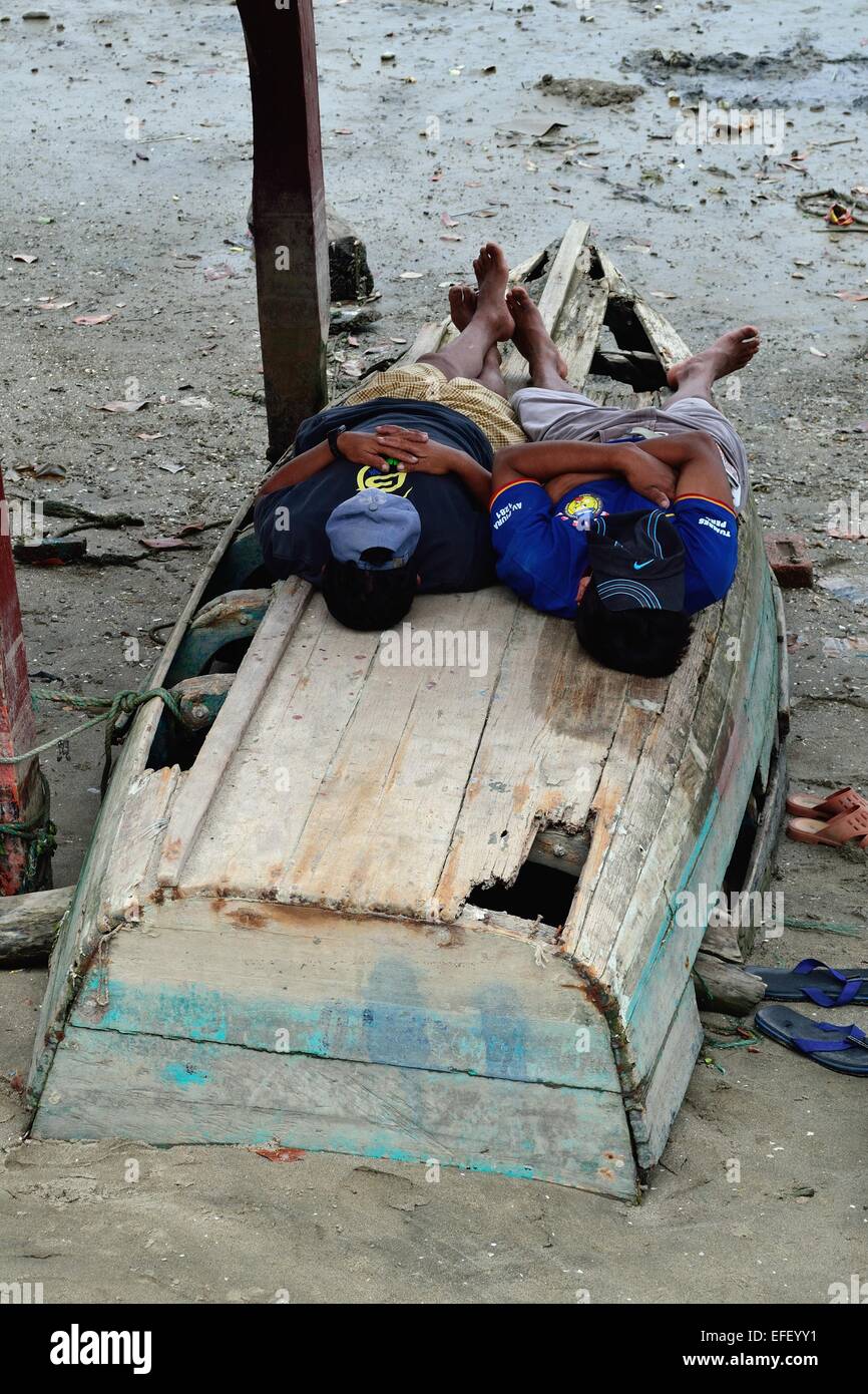 Fishers sleeping Port in PUERTO PIZARRO. Department of Tumbes .PERU