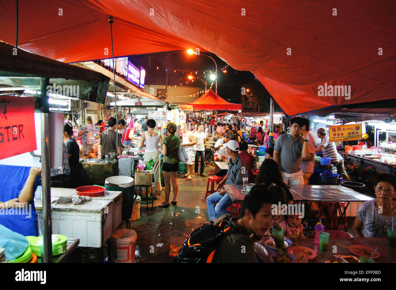 Night food market penang, many hawker stands in Malaysia Stock Photo