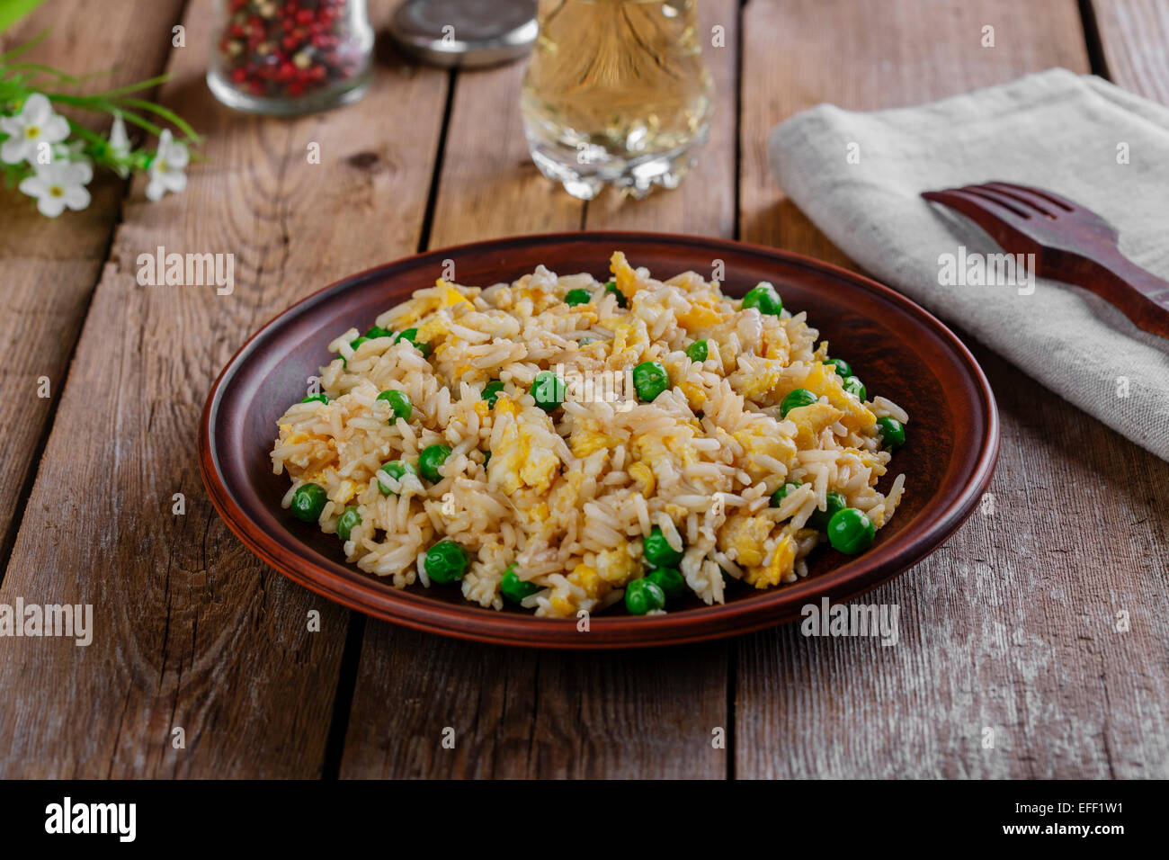 fried rice with egg and peas Stock Photo Alamy