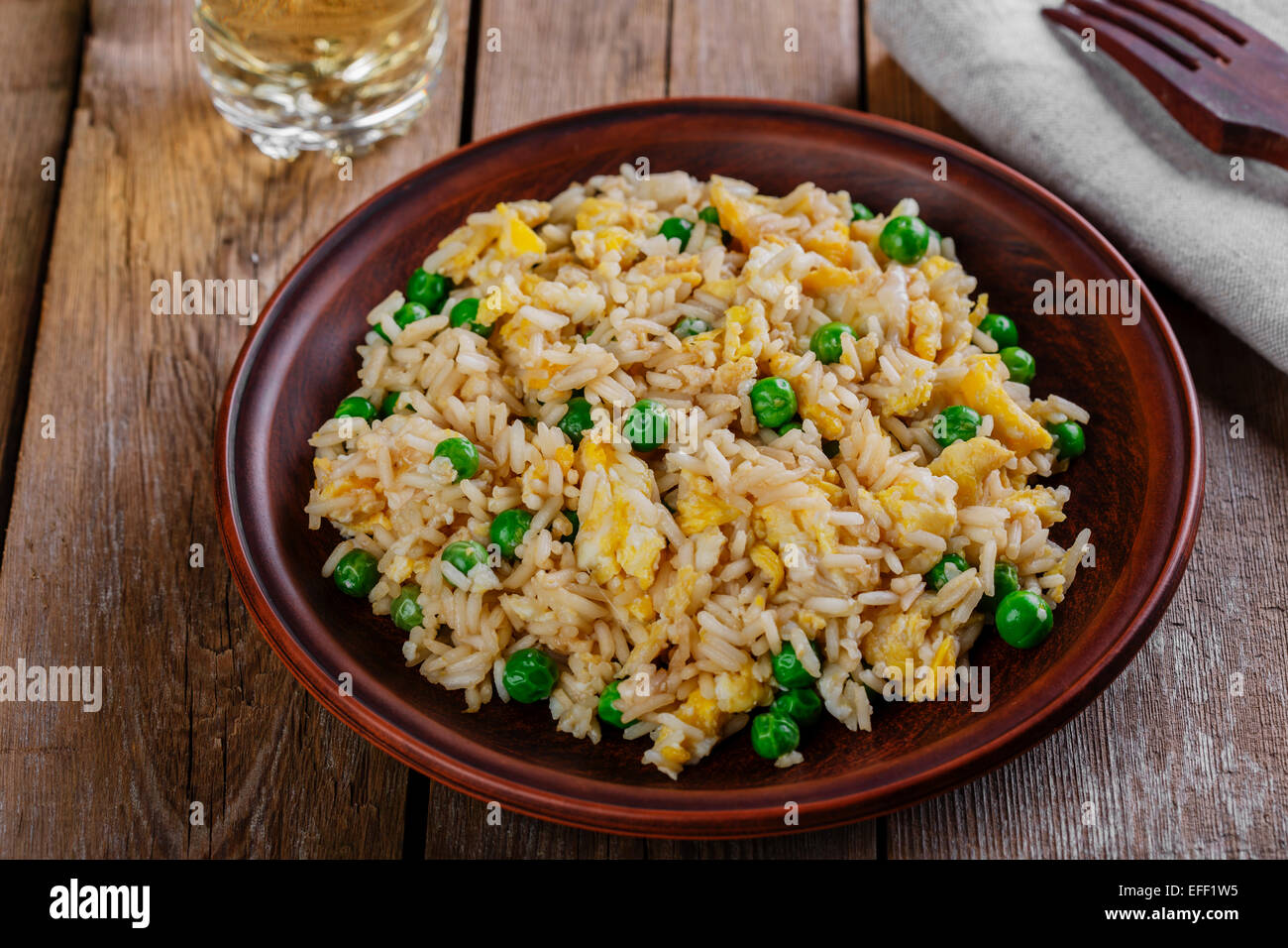 fried rice with egg and peas Stock Photo