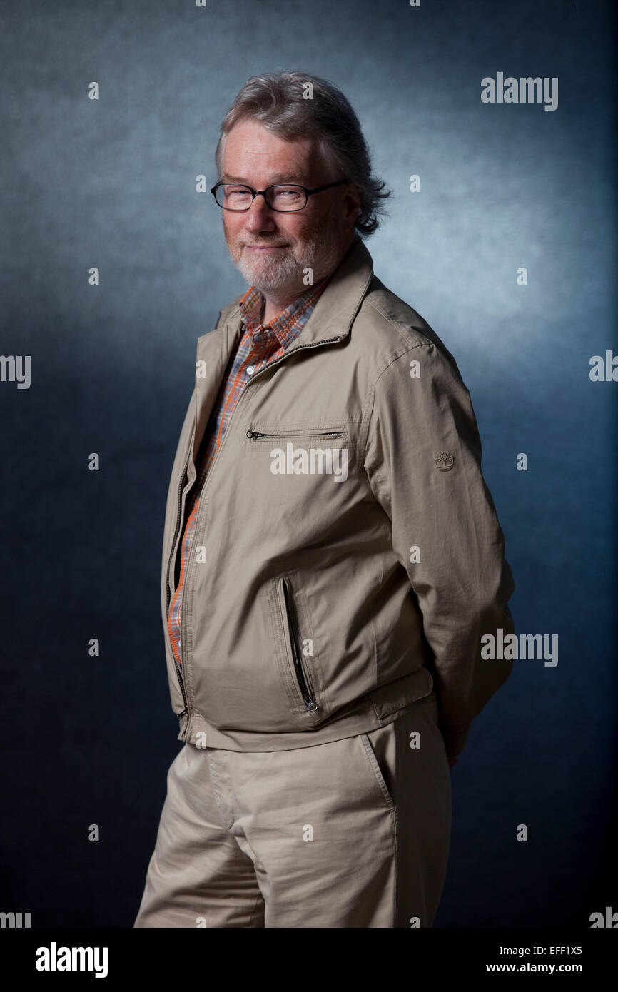 A portrait of Iain Banks at the Edinburgh International Book Festival 2012 in Charlotte Square Gardens  Pic by Pako Mera Stock Photo