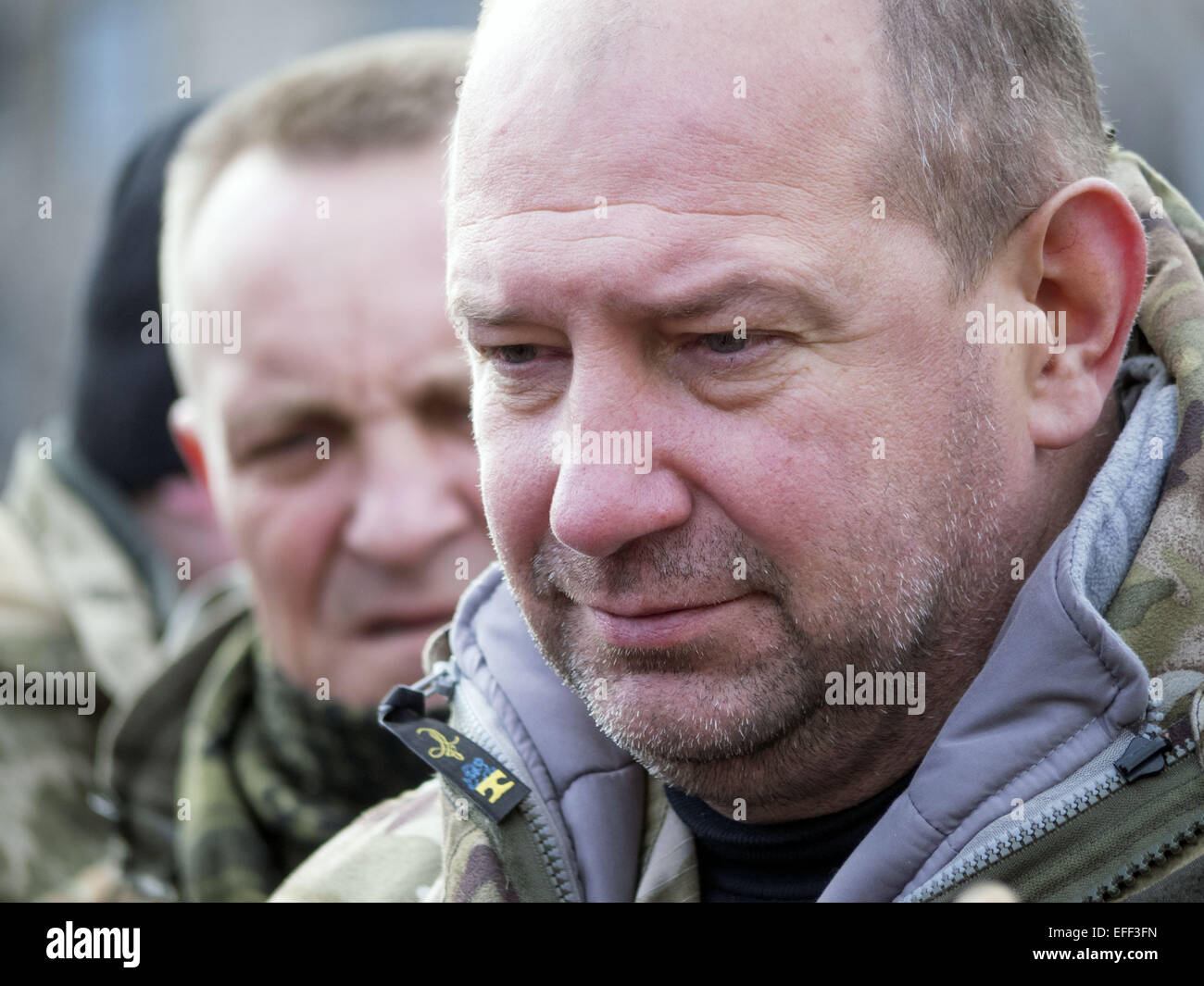 Sergei Melnychuk, MP, the commander of the volunteer battalion Aidar. 2nd Feb, 2015. Aydar battalion fighting against Russian-backed separatists in the Luhansk region. © Igor Golovniov/ZUMA Wire/Alamy Live News Stock Photo