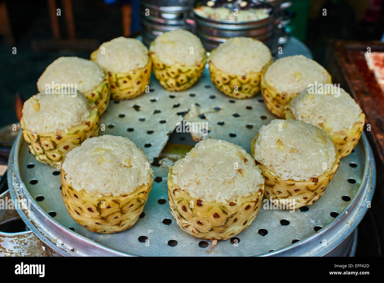 sticky rice steamed in pineapple cuisine Sichuan China Stock Photo - Alamy