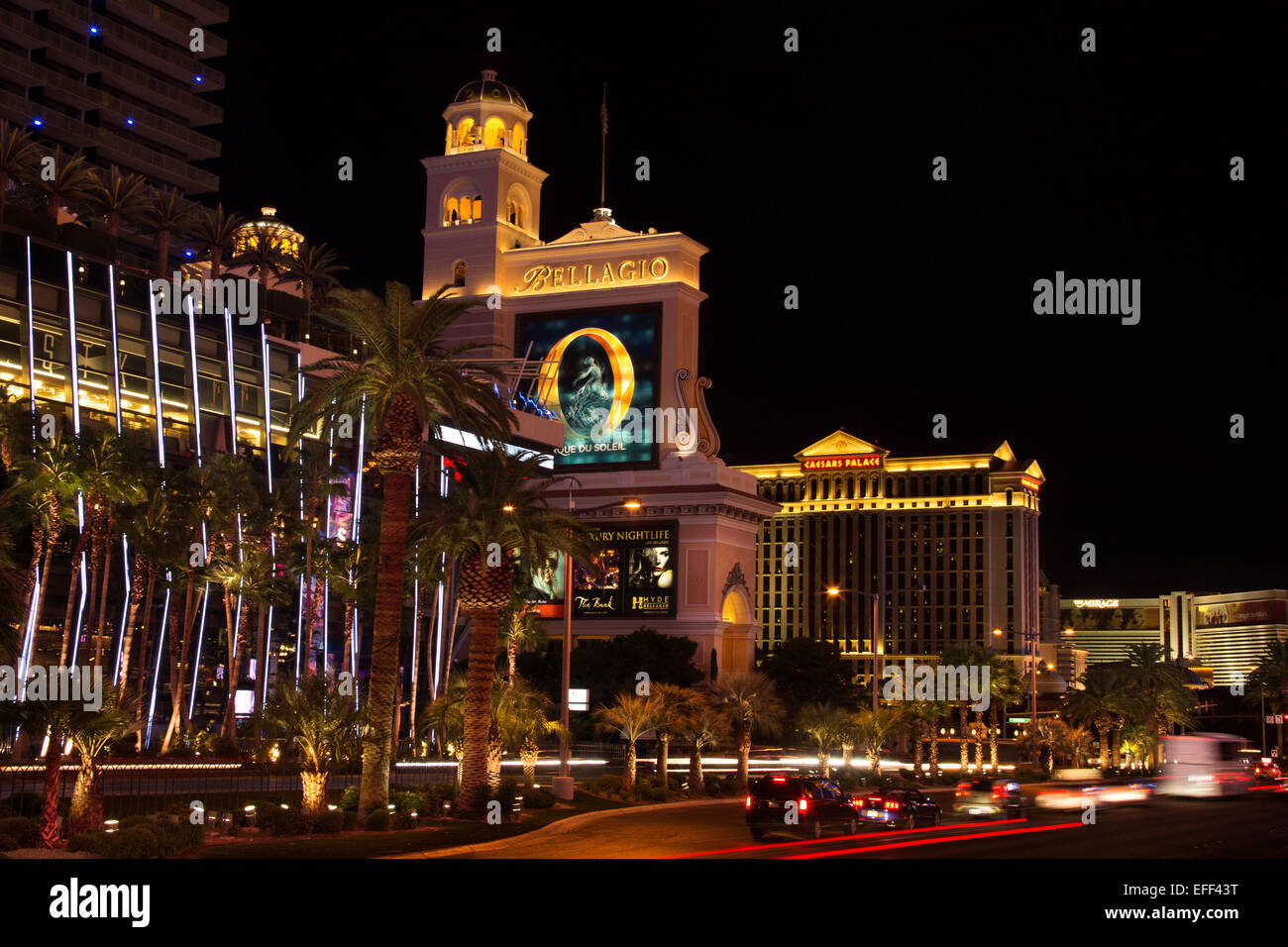 ROW COSMOPOLITAN BELLAGIO CAESARS HOTEL CASINO ENTRANCES THE STRIP LAS VEGAS NEVADA USA Stock Photo