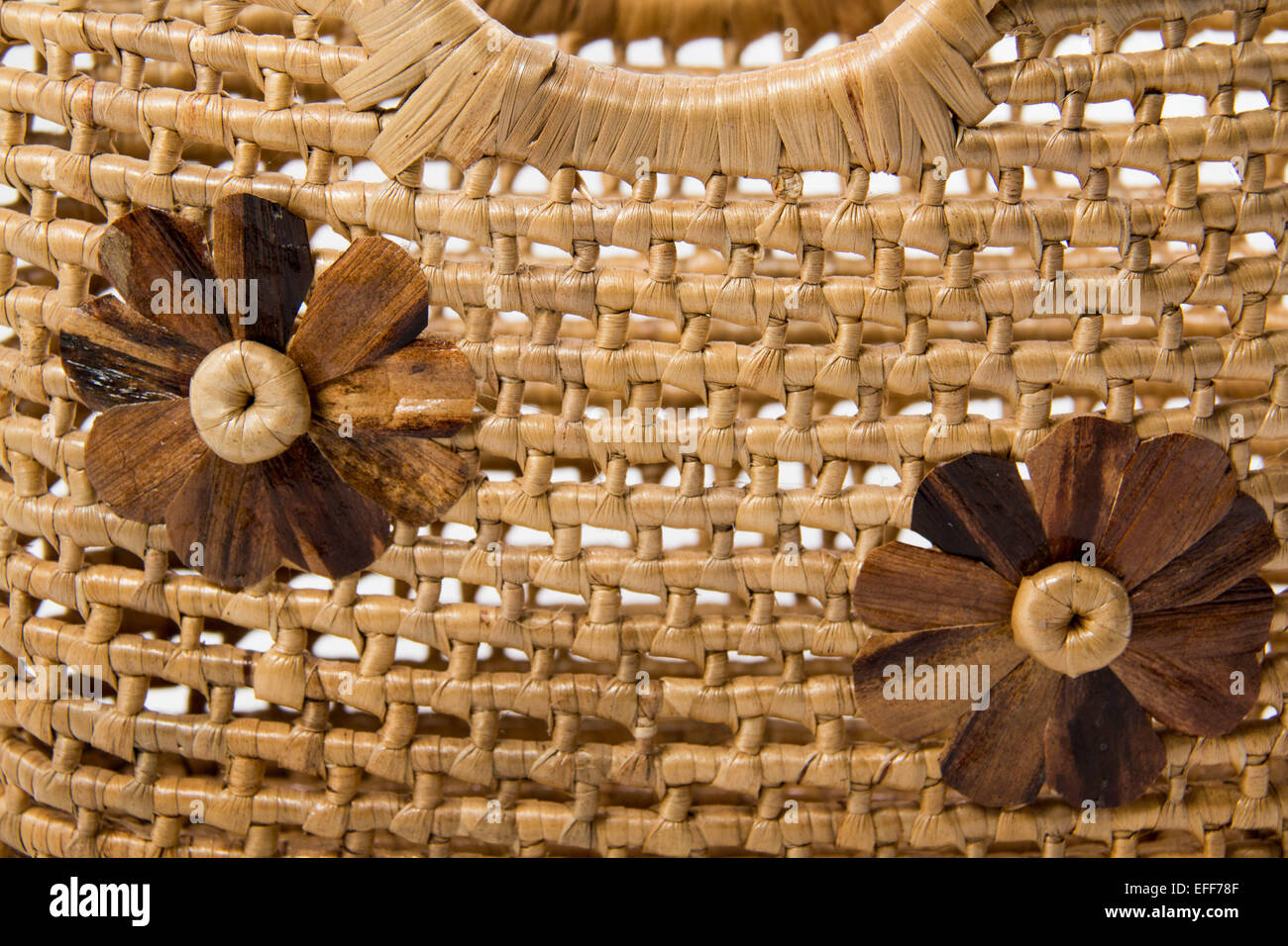 A Wicker basket isolated on white background Stock Photo - Alamy