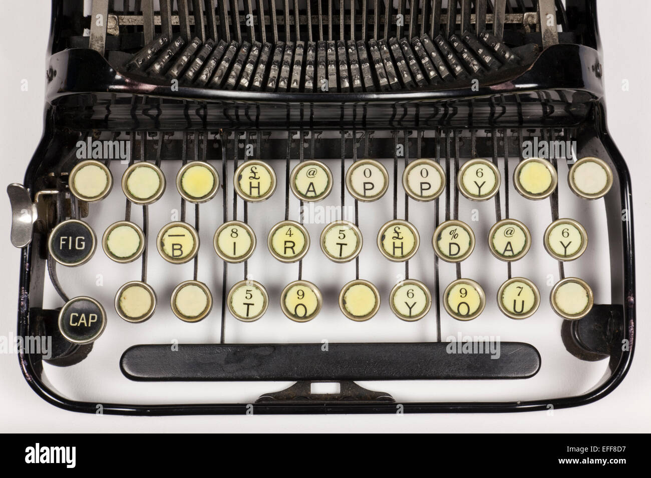 Old typewriter keys rearranged to say HAPPY BIRTHDAY TO YOU Stock Photo