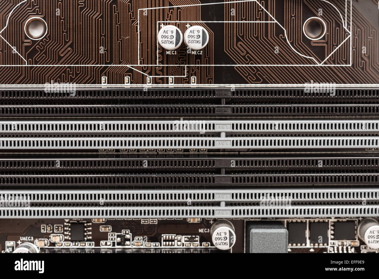 Memory Slots Close Up On Computer Motherboard Stock Photo - Alamy