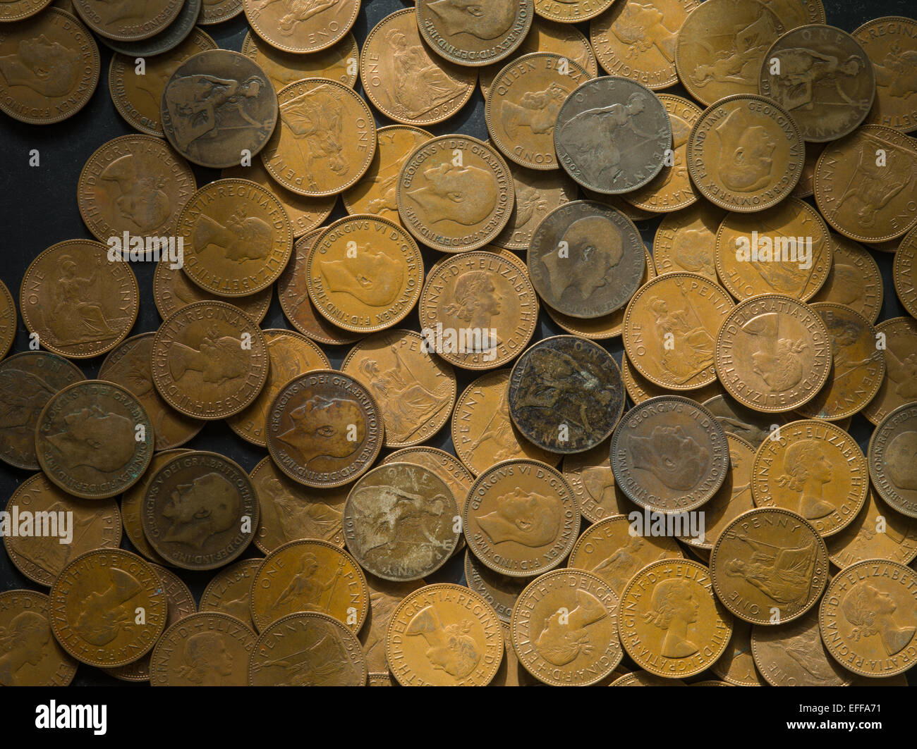 pre decimal coinage pennies Stock Photo