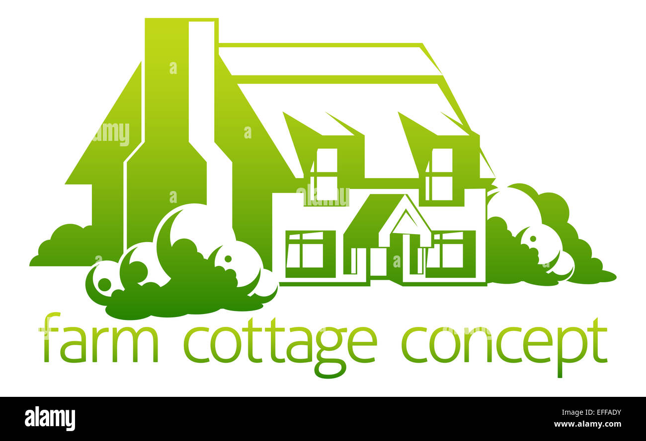 An abstract illustration of a farm cottage concept design Stock Photo