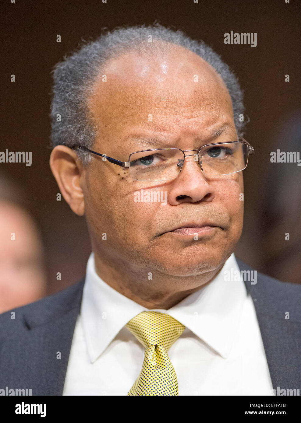 The Reverend Doctor Clarence Newsome, President of the National Underground Railroad Freedom Center in Cincinnati, Ohio testifies during the United States Senate Committee on the Judiciary hearing on the confirmation of Loretta Lynch, United States Attorney For The Eastern District Of New York, U.S. Department of Justice, Brooklyn, NY as U.S. Attorney General on Capitol Hill in Washington, D.C. on Thursday, January 29, 2015. Credit: Ron Sachs / CNP /dpa - NO WIRE SERVICE - Stock Photo